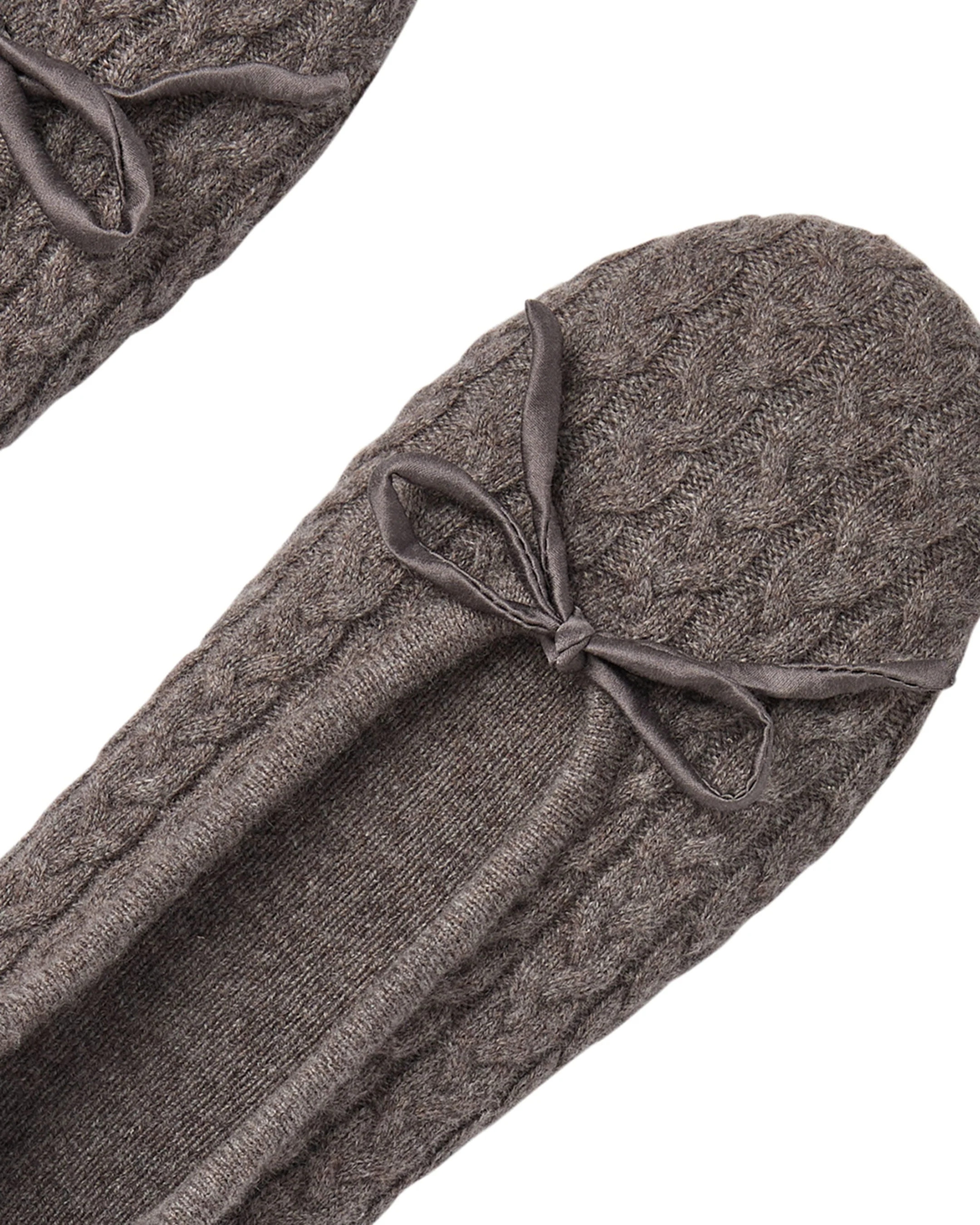 Women's Cable Cashmere Slippers Otter Brown - Image 2