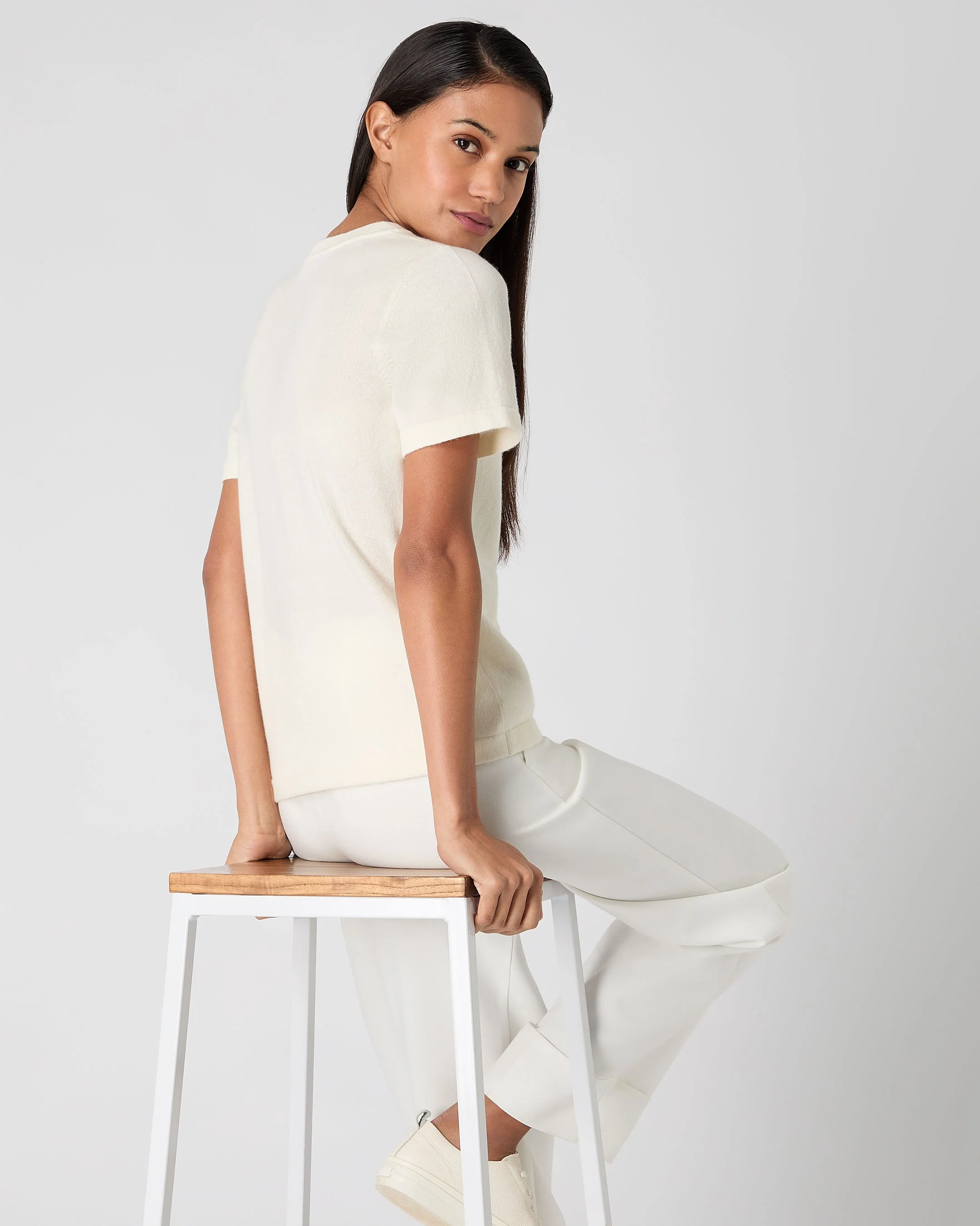 Women's Lottie Cashmere T-Shirt New Ivory White - Image 4