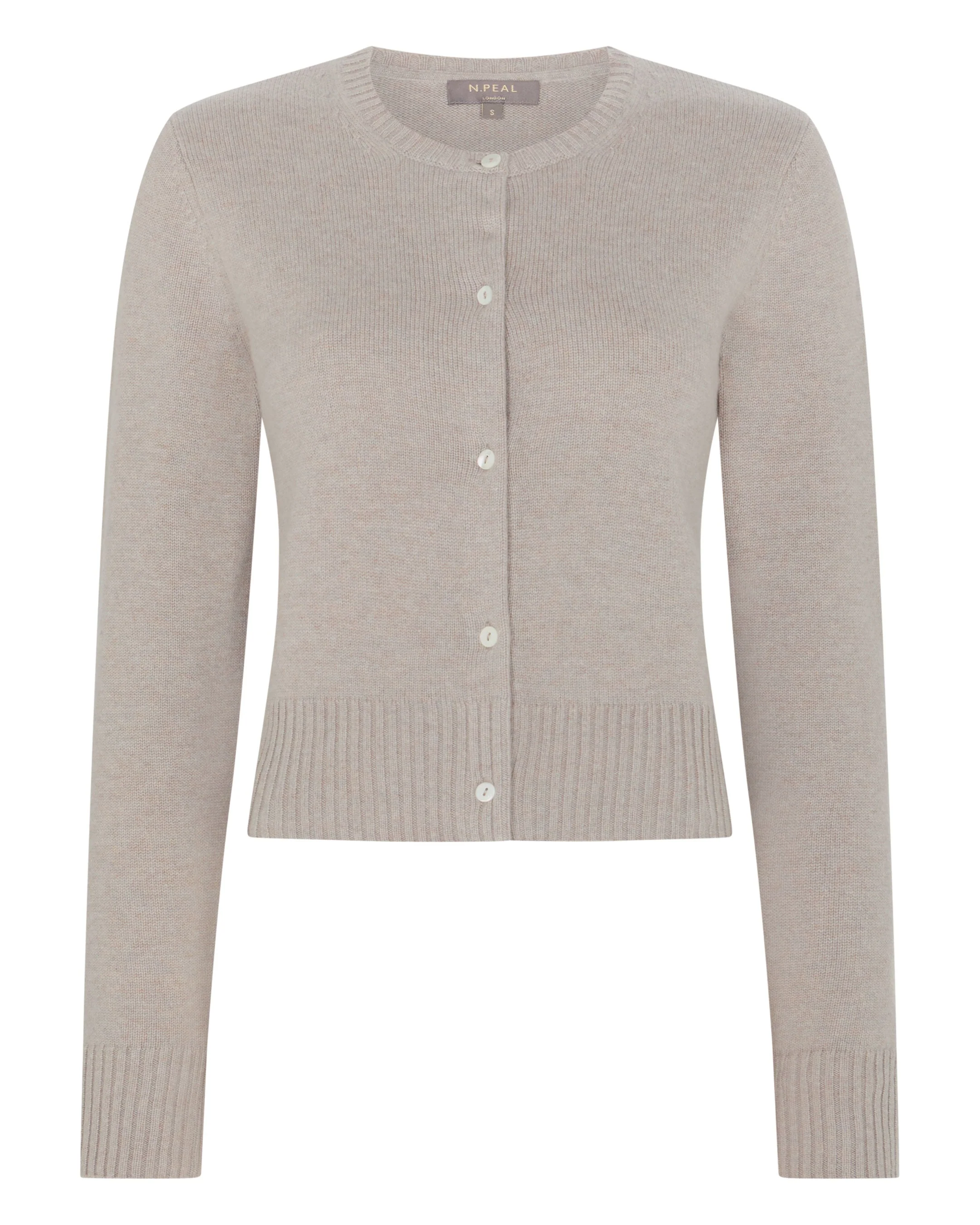 Women's Chunky Crop Cashmere Cardigan Oat Grey - Image 2