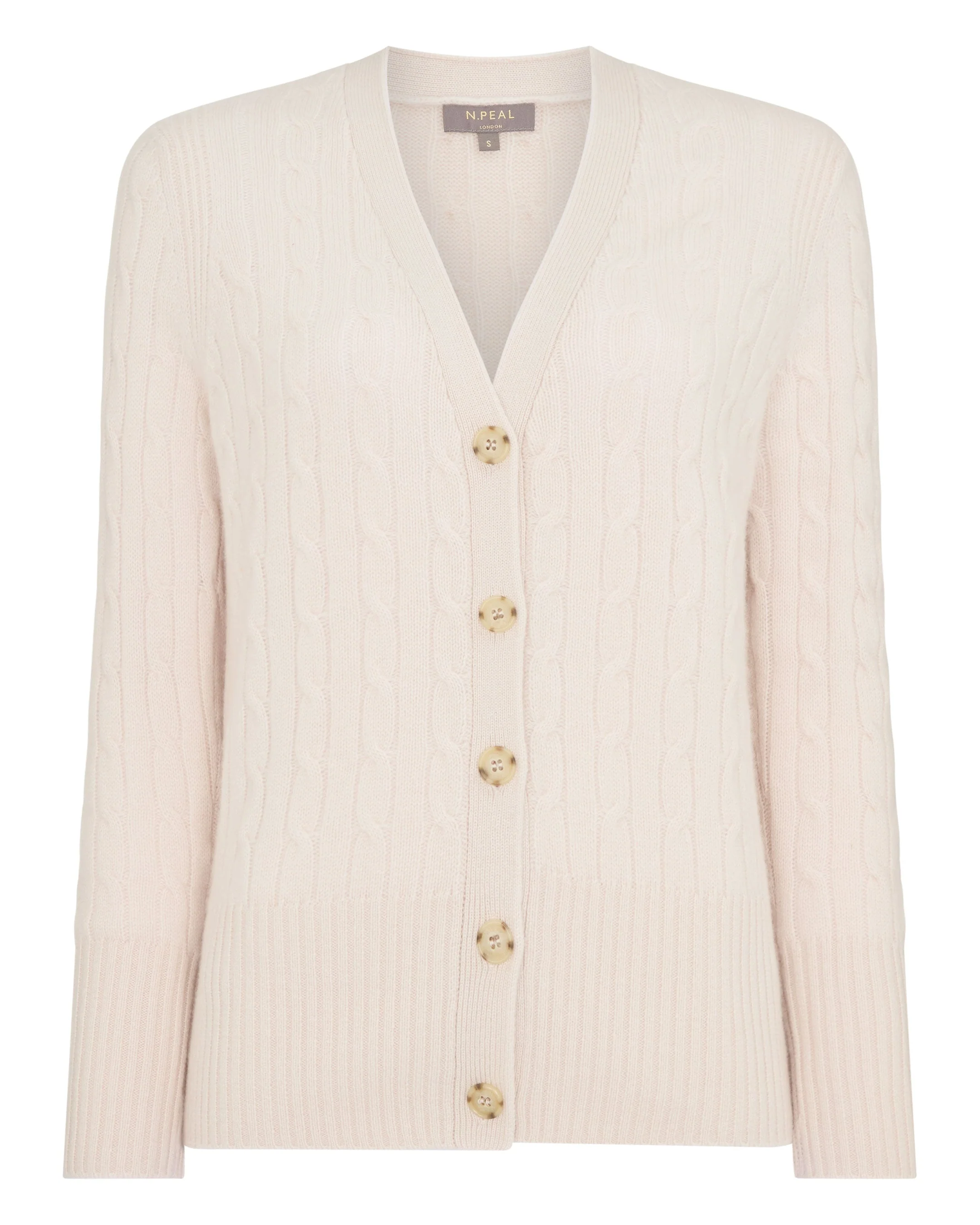 Women's Clara Cable V Neck Cashmere Cardigan Dove Pink - Image 2