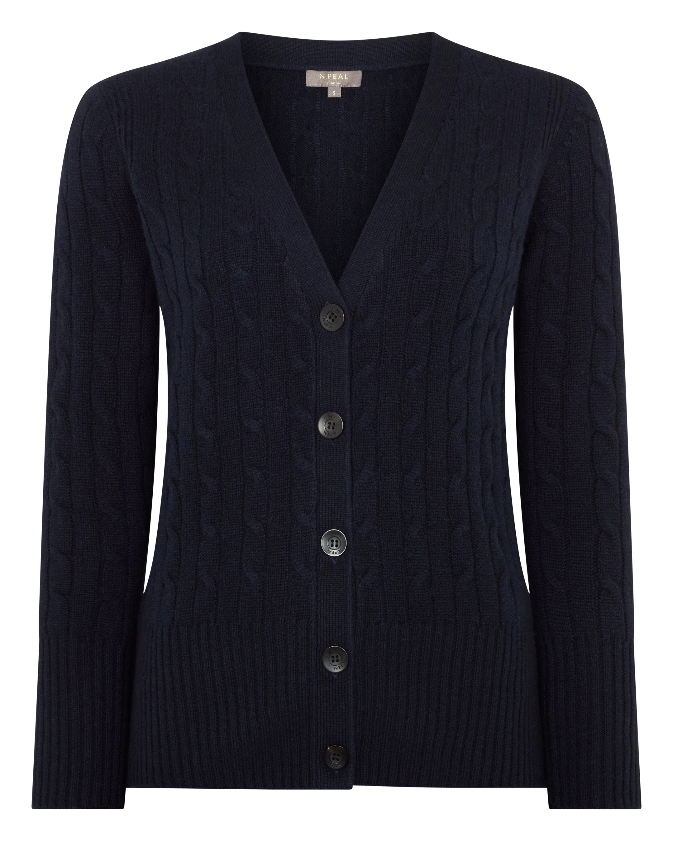 Women's Clara Cable V Neck Cashmere Cardigan Navy Blue - Image 2