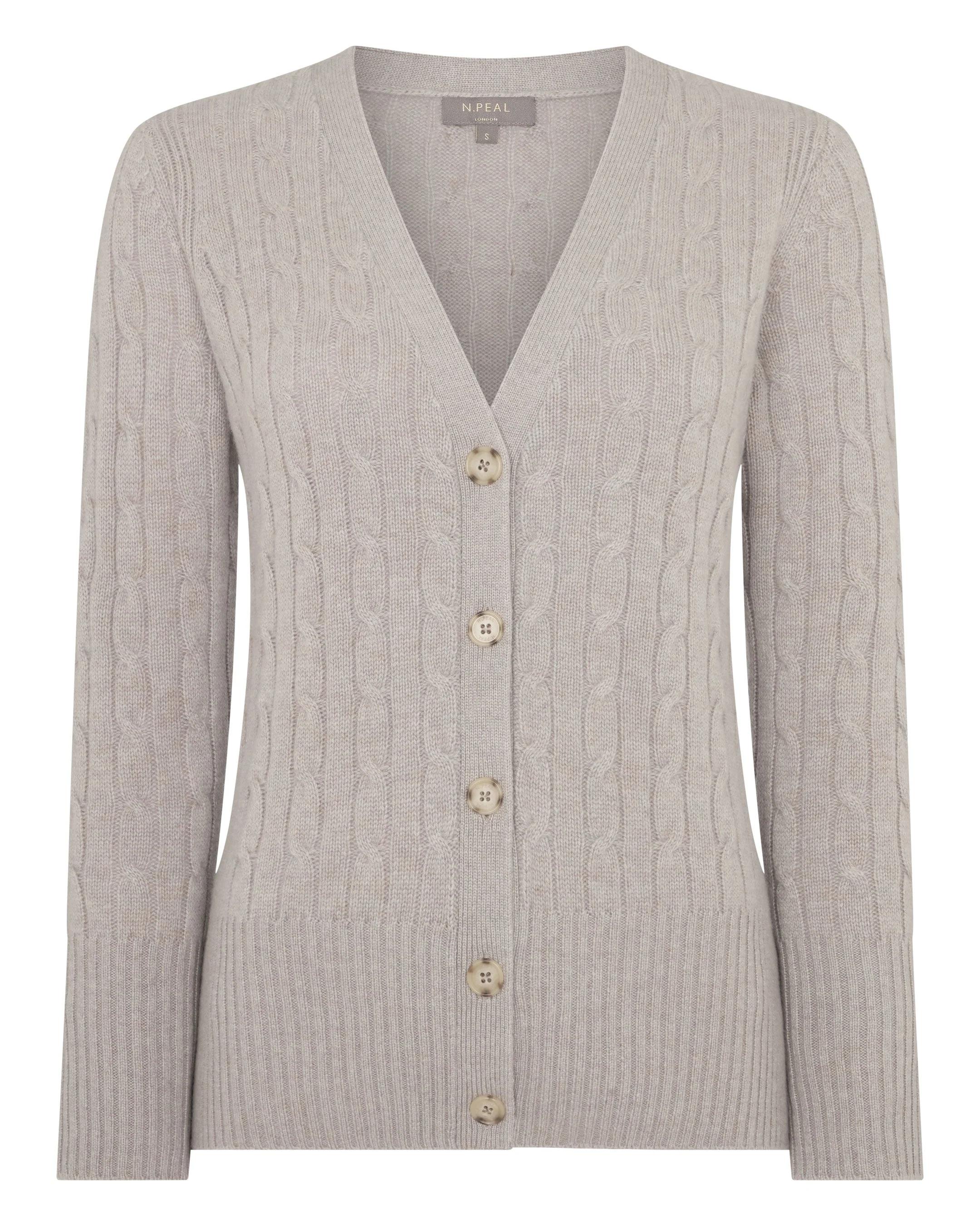 Women's Clara Cable V Neck Cashmere Cardigan Oat Grey - Image 2