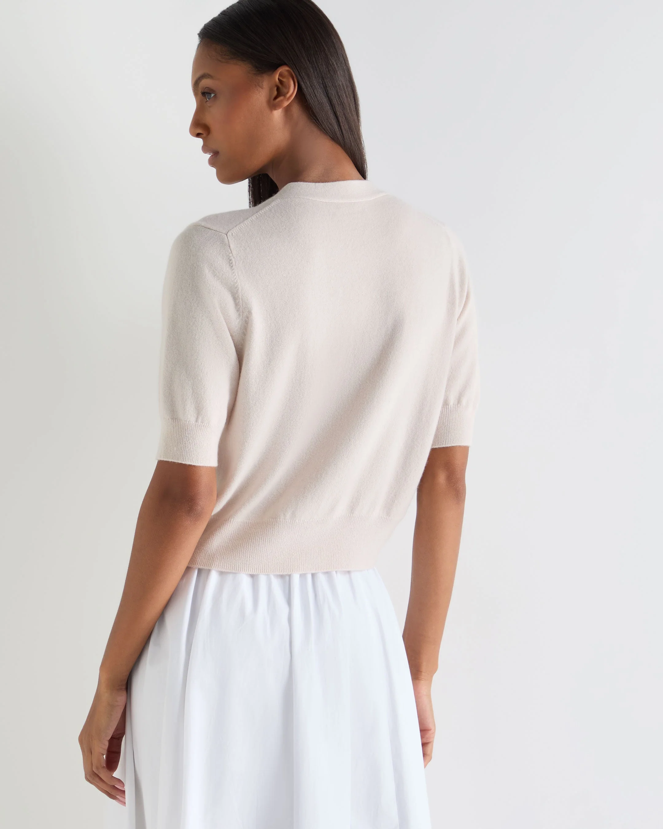 Women's Clara V Neck Cashmere Cardigan Dove Pink - Image 4