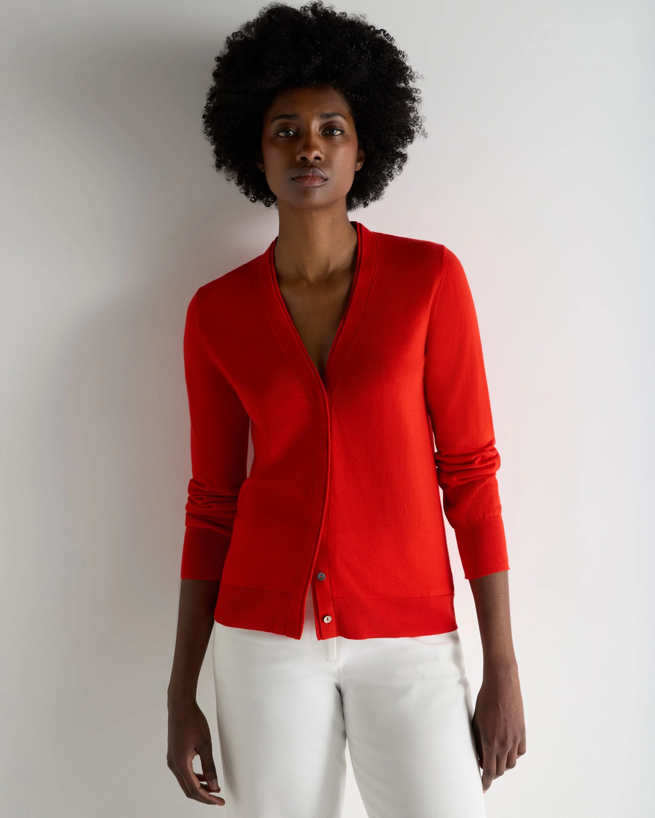 Women's Cotton Cashmere Cardigan Tomato Red