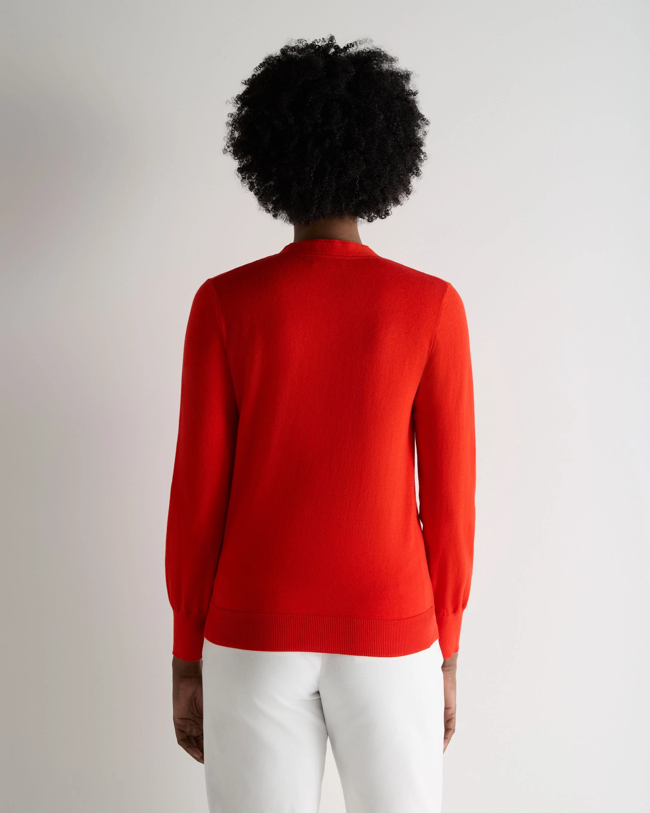 Women's Cotton Cashmere Cardigan Tomato Red - Image 4