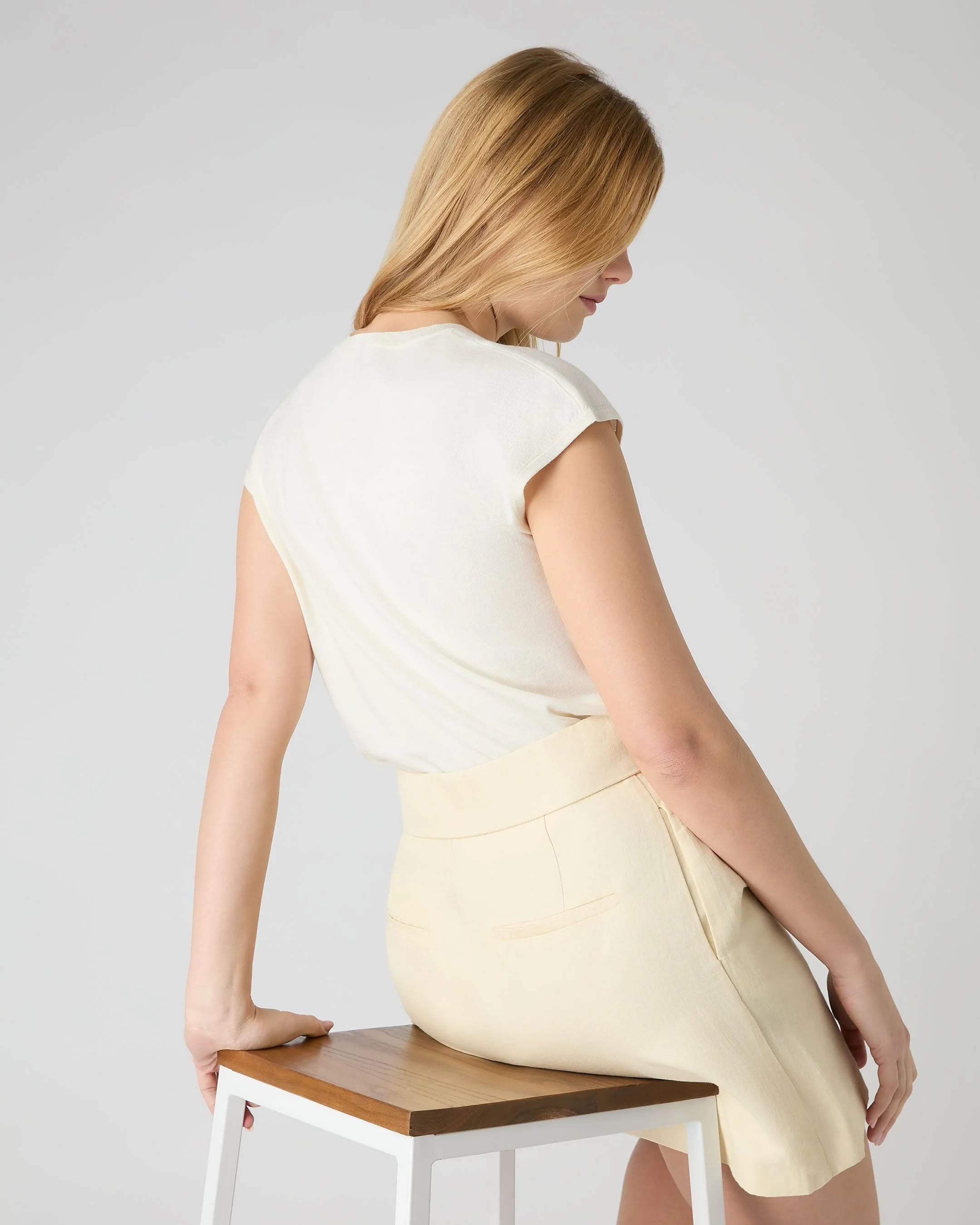 Women's Cotton Cashmere Silk Top New Ivory White - Image 4