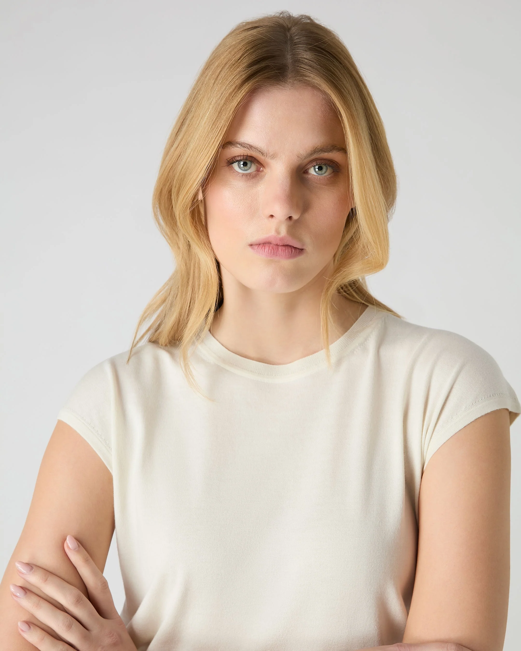 Women's Cotton Cashmere Silk Top New Ivory White - Image 5