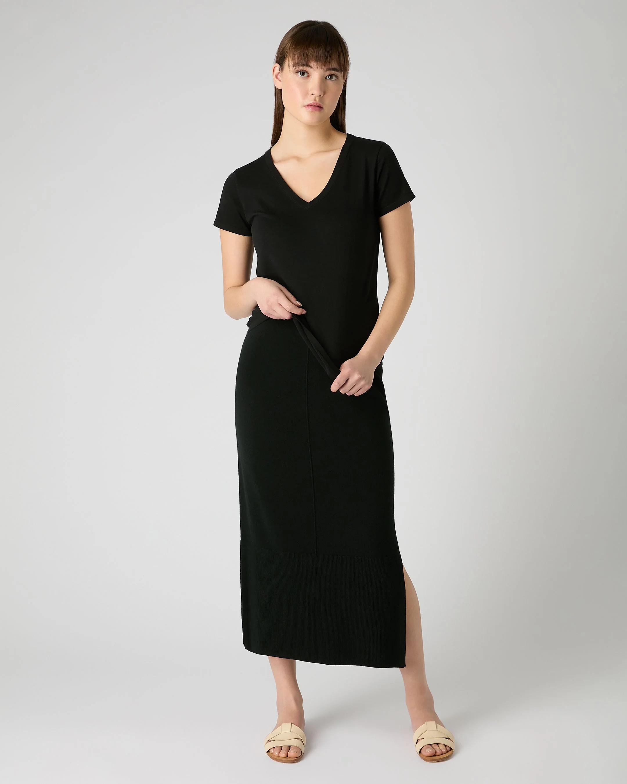 Women's Cotton Cashmere Silk T-Shirt Black - Image 3