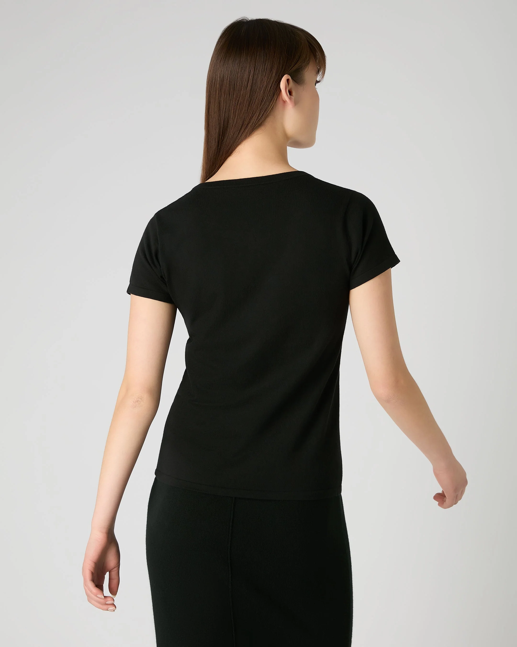 Women's Cotton Cashmere Silk T-Shirt Black - Image 4
