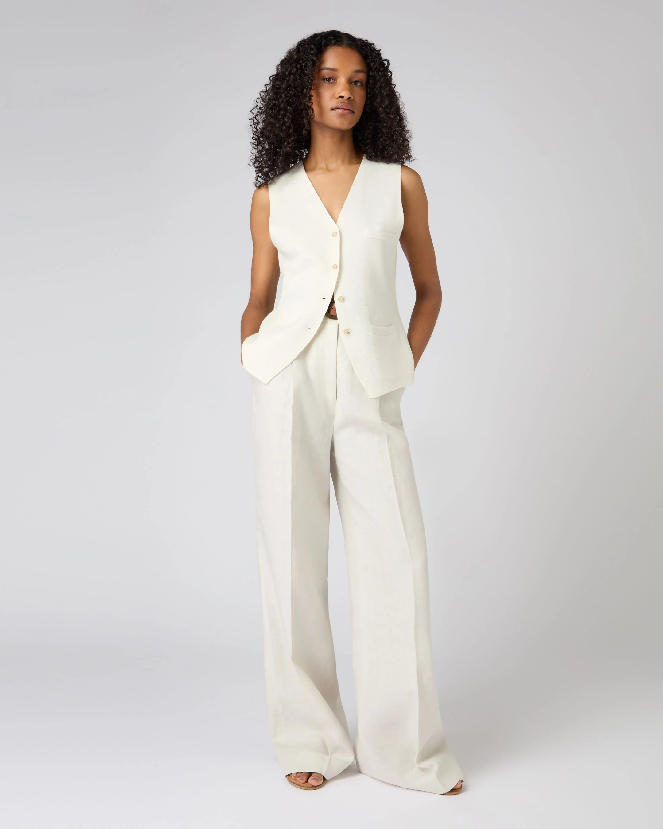 Women's Mila Cotton Cashmere Silk Waistcoat New Ivory White - Image 3