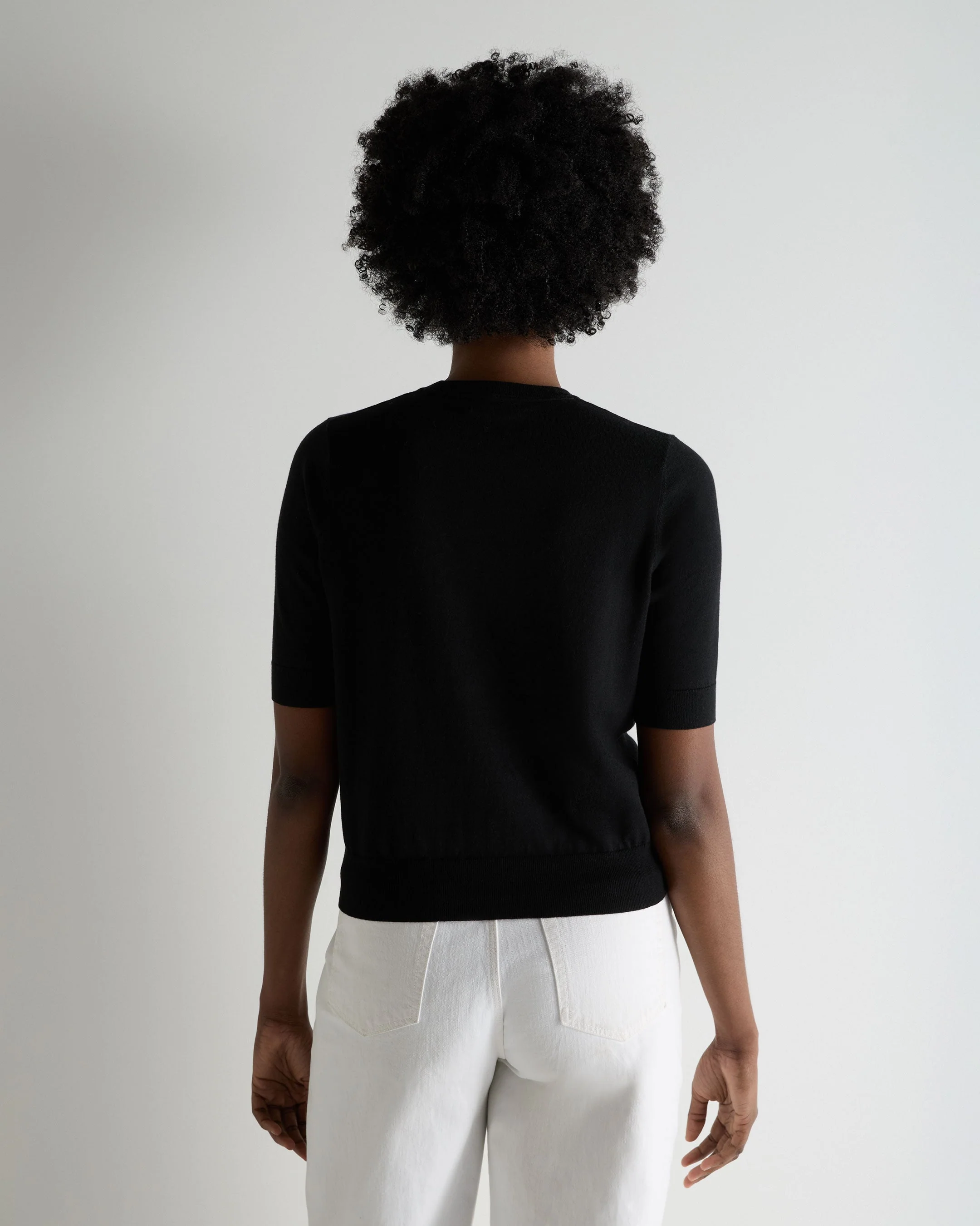 Women's Cotton Cashmere T-Shirt Black - Image 4