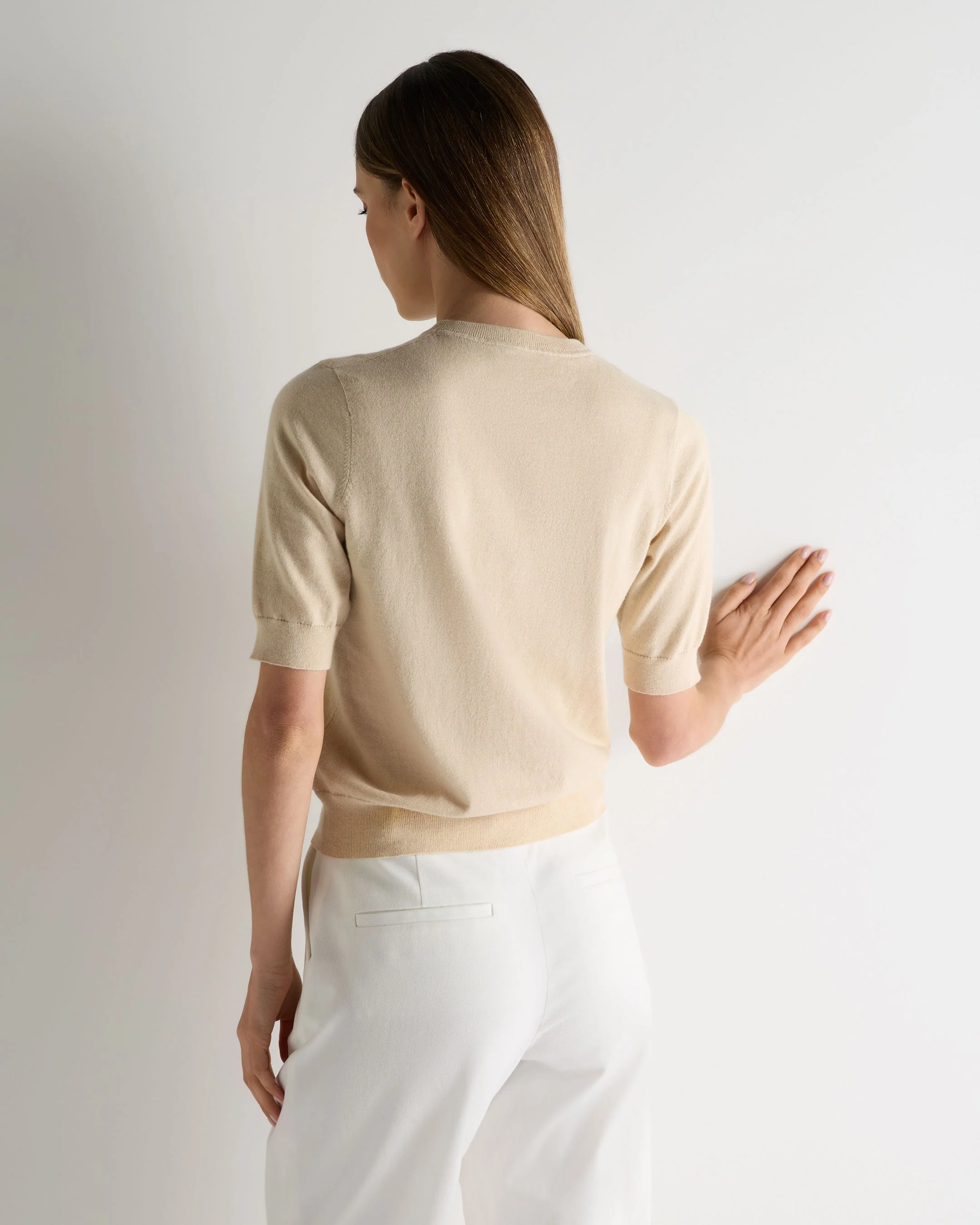 Women's Cotton Cashmere T-Shirt Natural Brown - Image 4