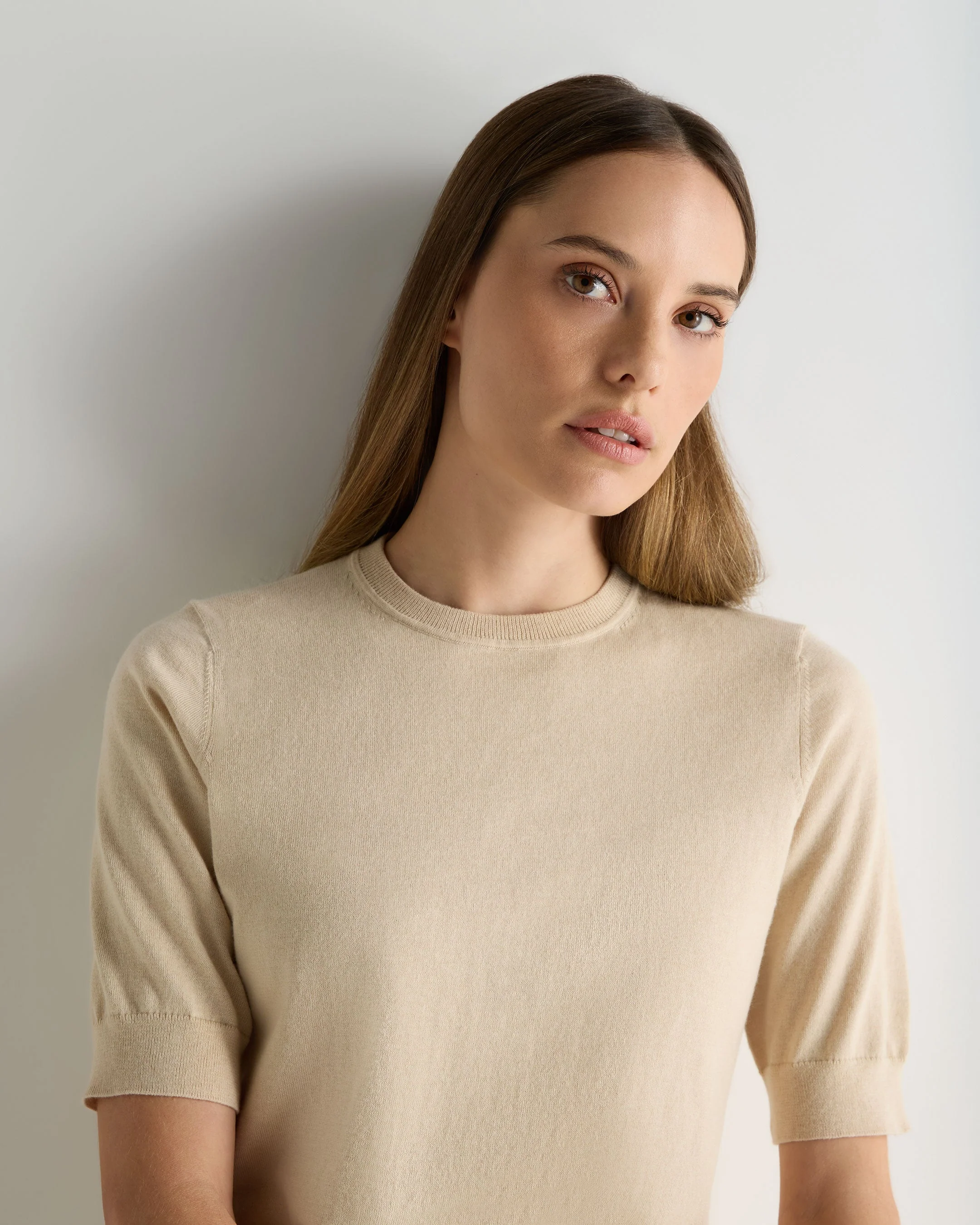 Women's Cotton Cashmere T-Shirt Natural Brown - Image 5