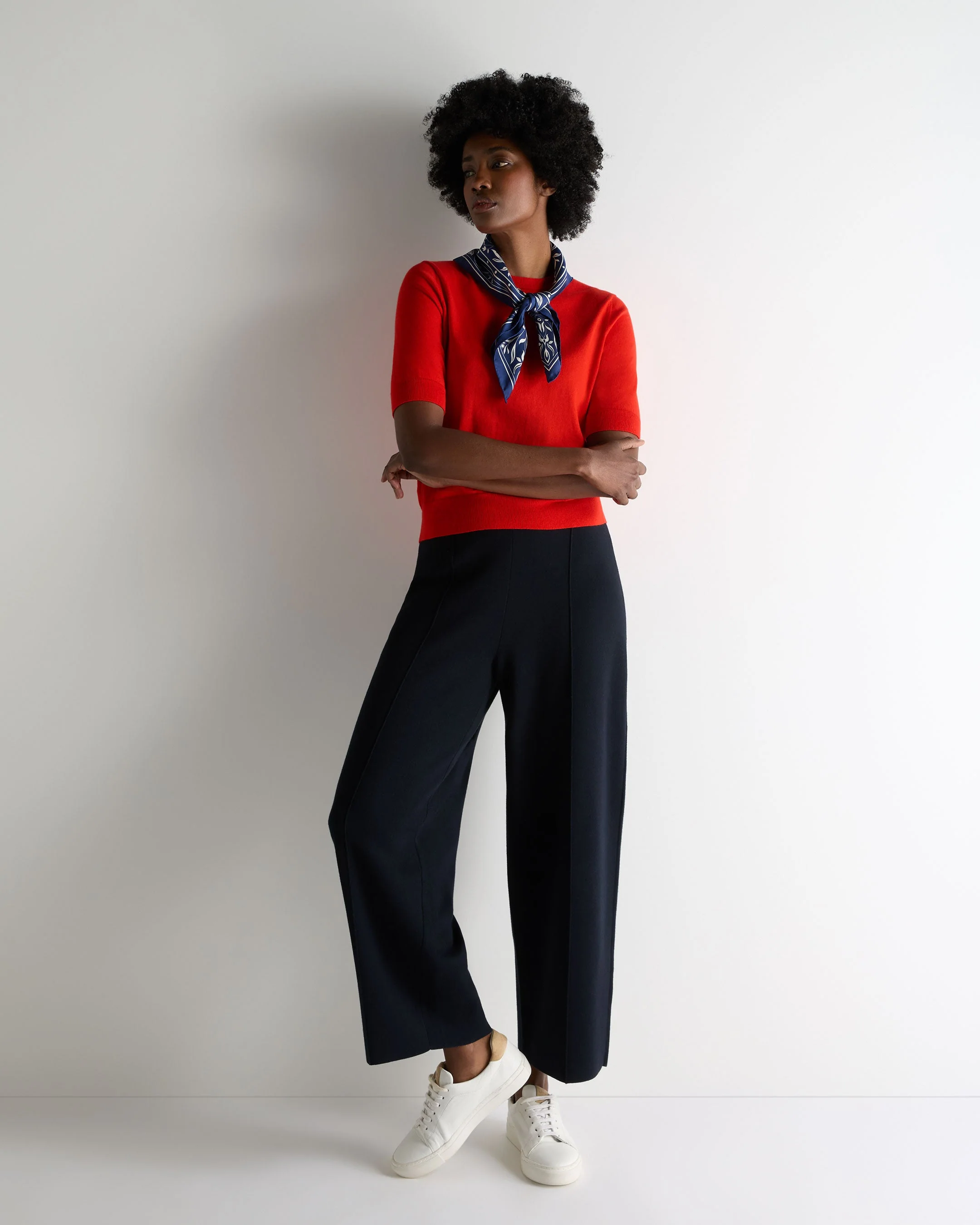 Women's Cotton Cashmere T-Shirt Tomato Red - Image 3