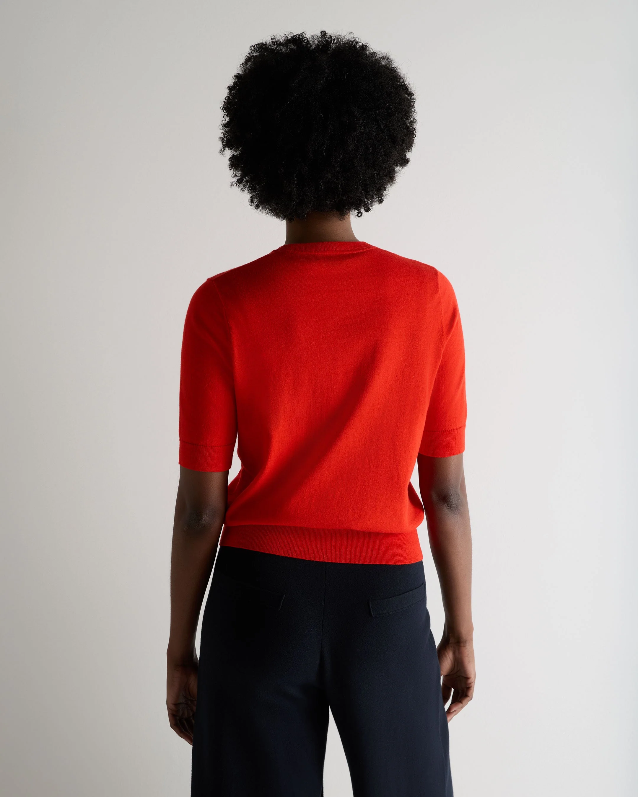 Women's Cotton Cashmere T-Shirt Tomato Red - Image 4