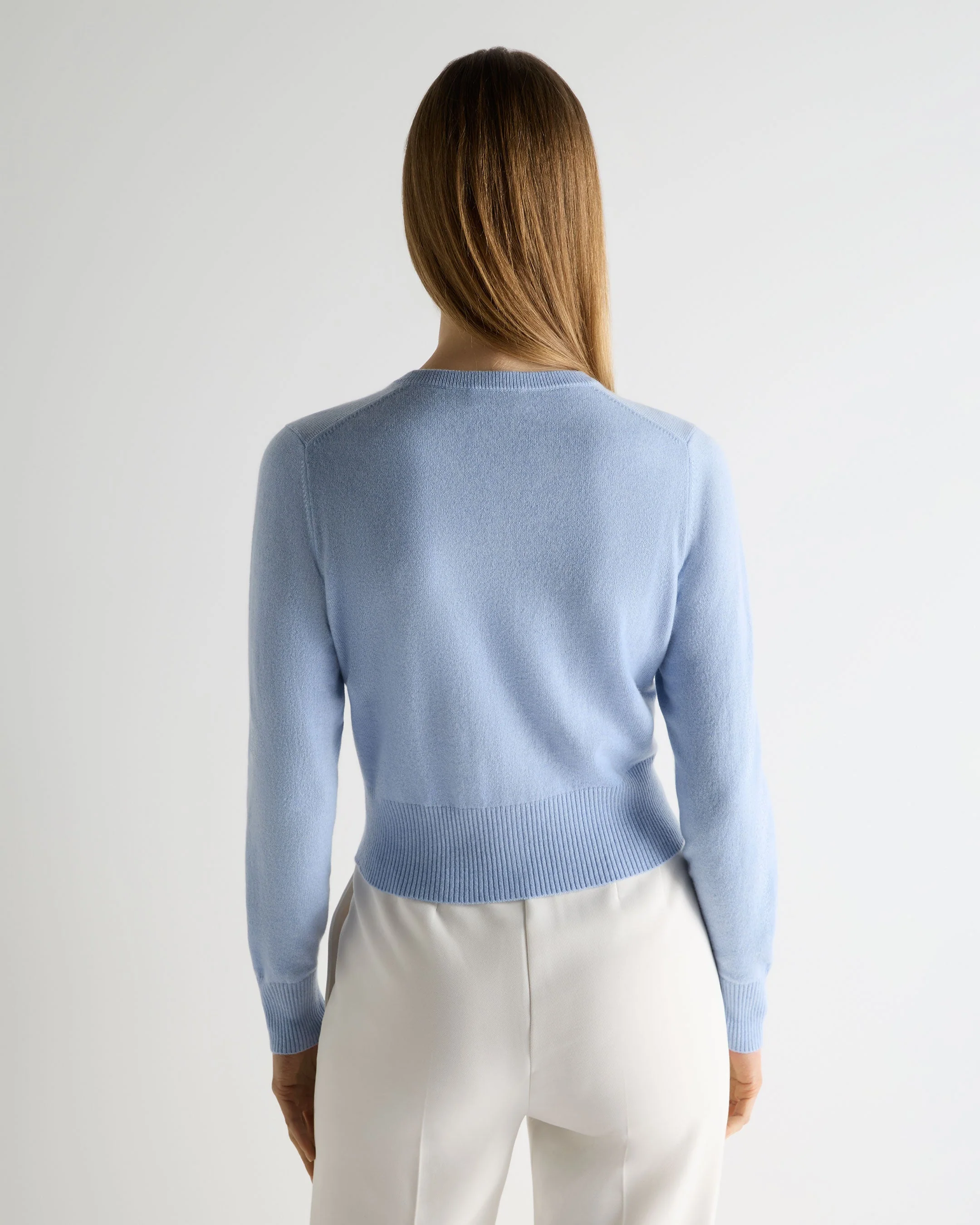 Women's Ivy Cropped Cashmere Cardigan Sea Mist Blue - Image 4