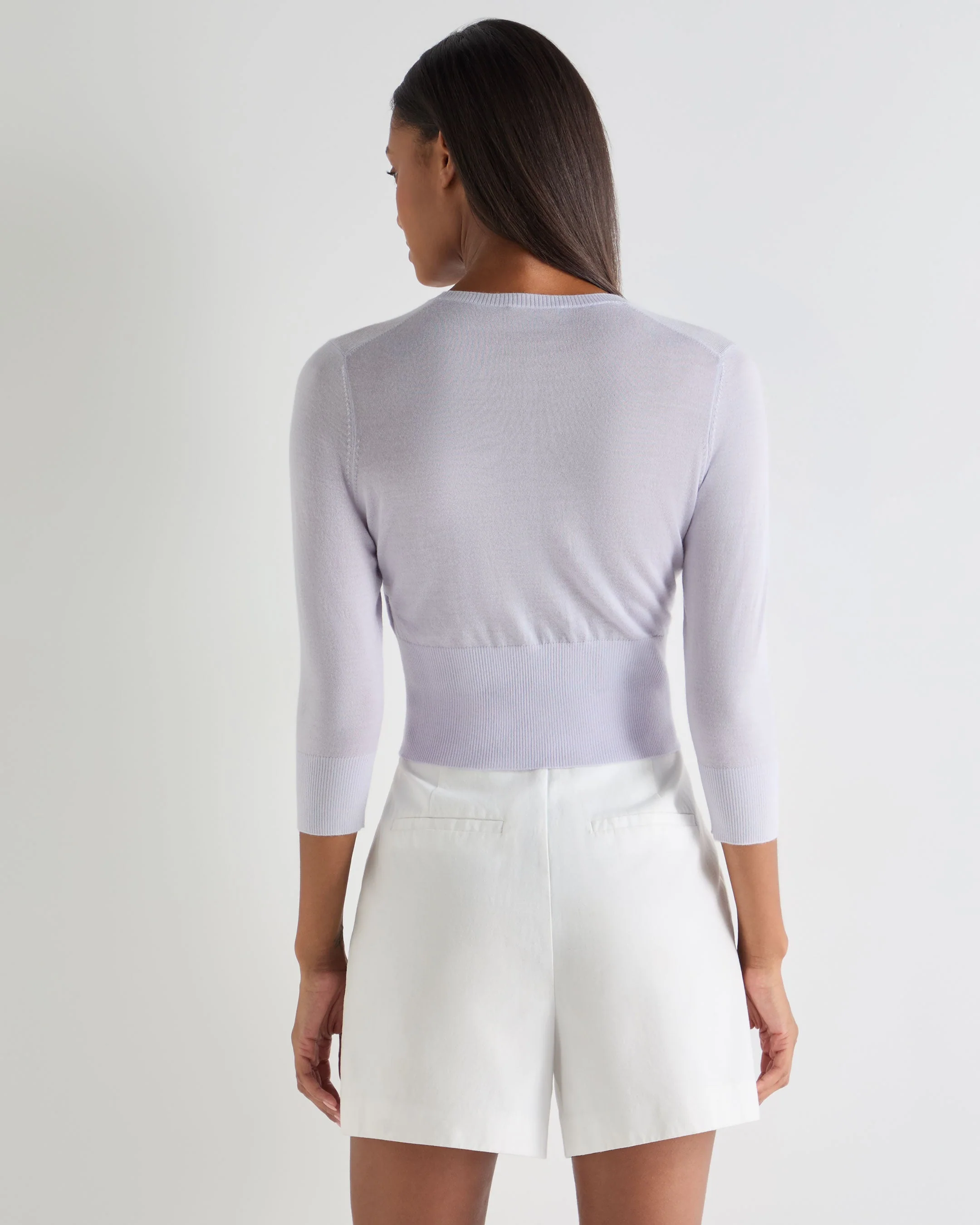 Women's Darcie Superfine Cashmere Cropped Cardigan Lavender Purple - Image 4