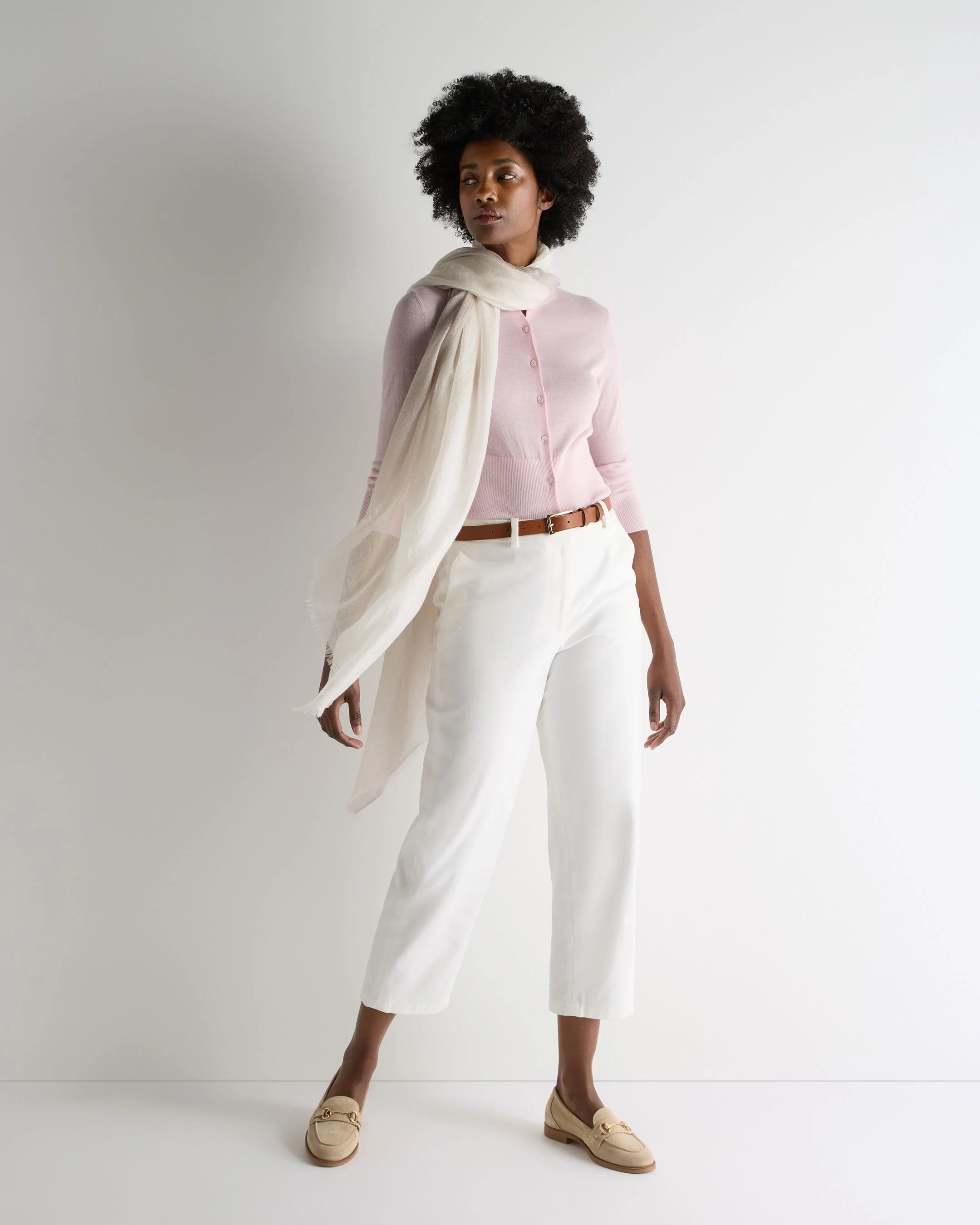 Women's Darcie Superfine Cashmere Cropped Cardigan Rosewater Pink - Image 3