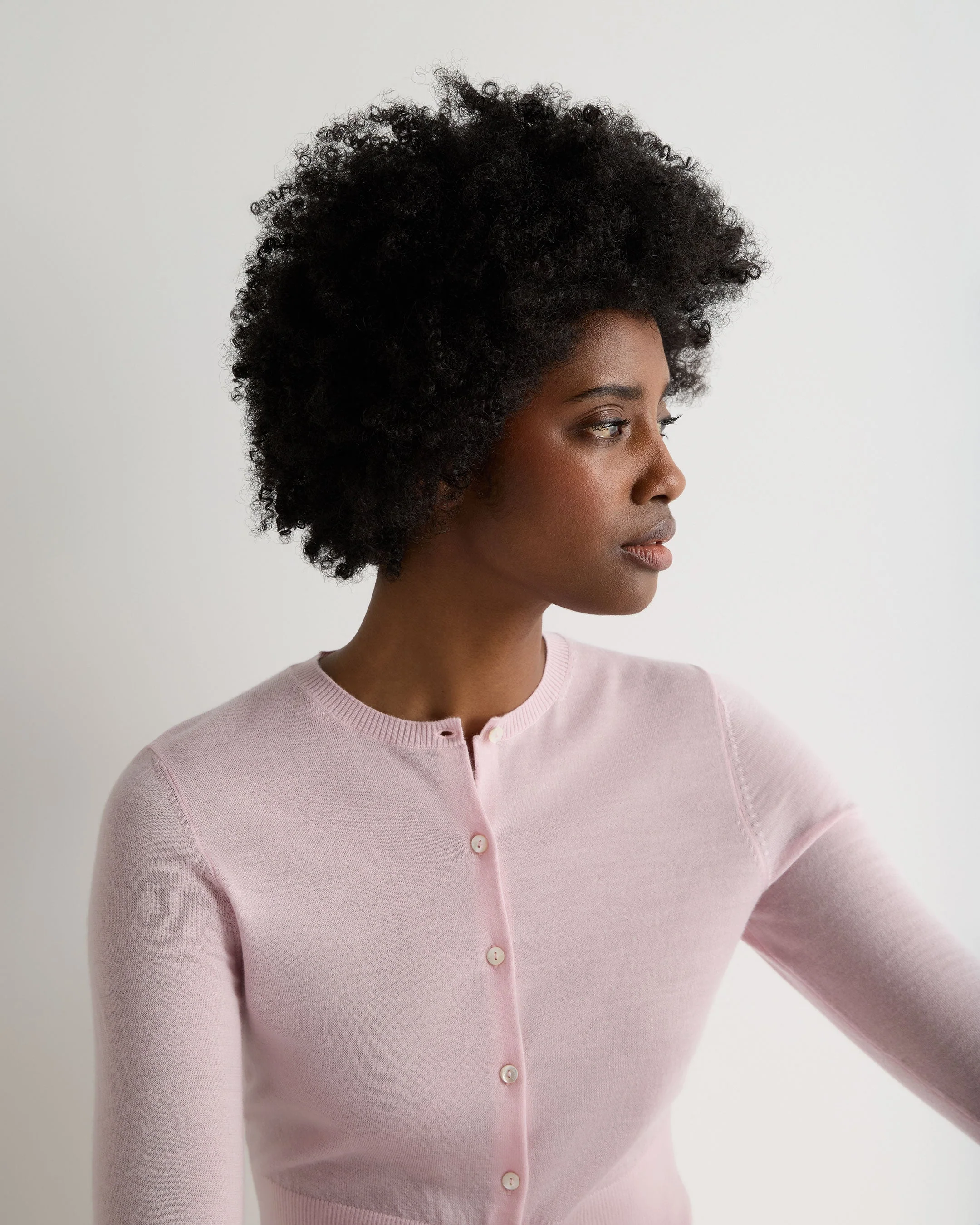 Women's Darcie Superfine Cashmere Cropped Cardigan Rosewater Pink - Image 5
