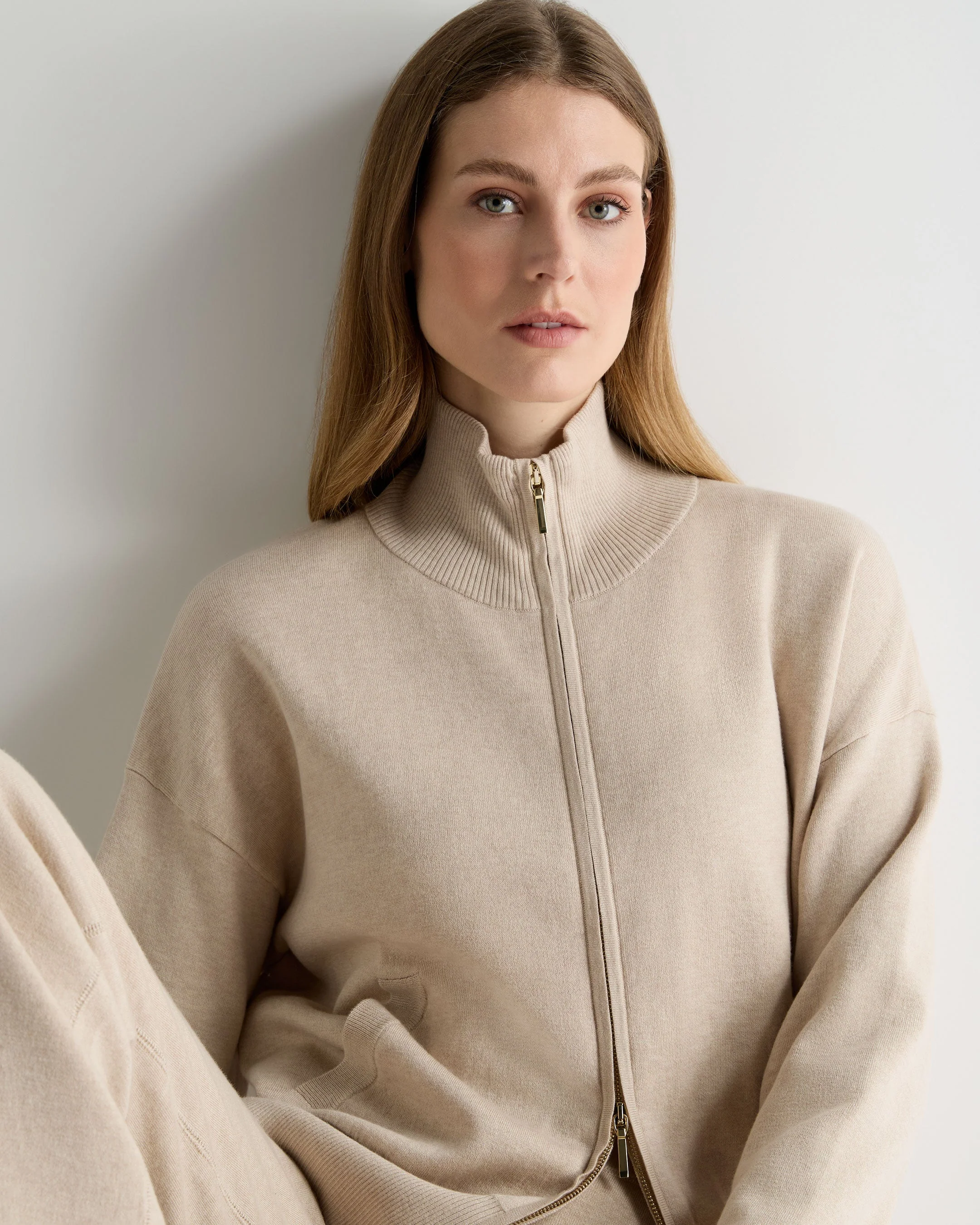 Women's Double Faced Cotton Blend Bomber Sandstone Brown - Image 5