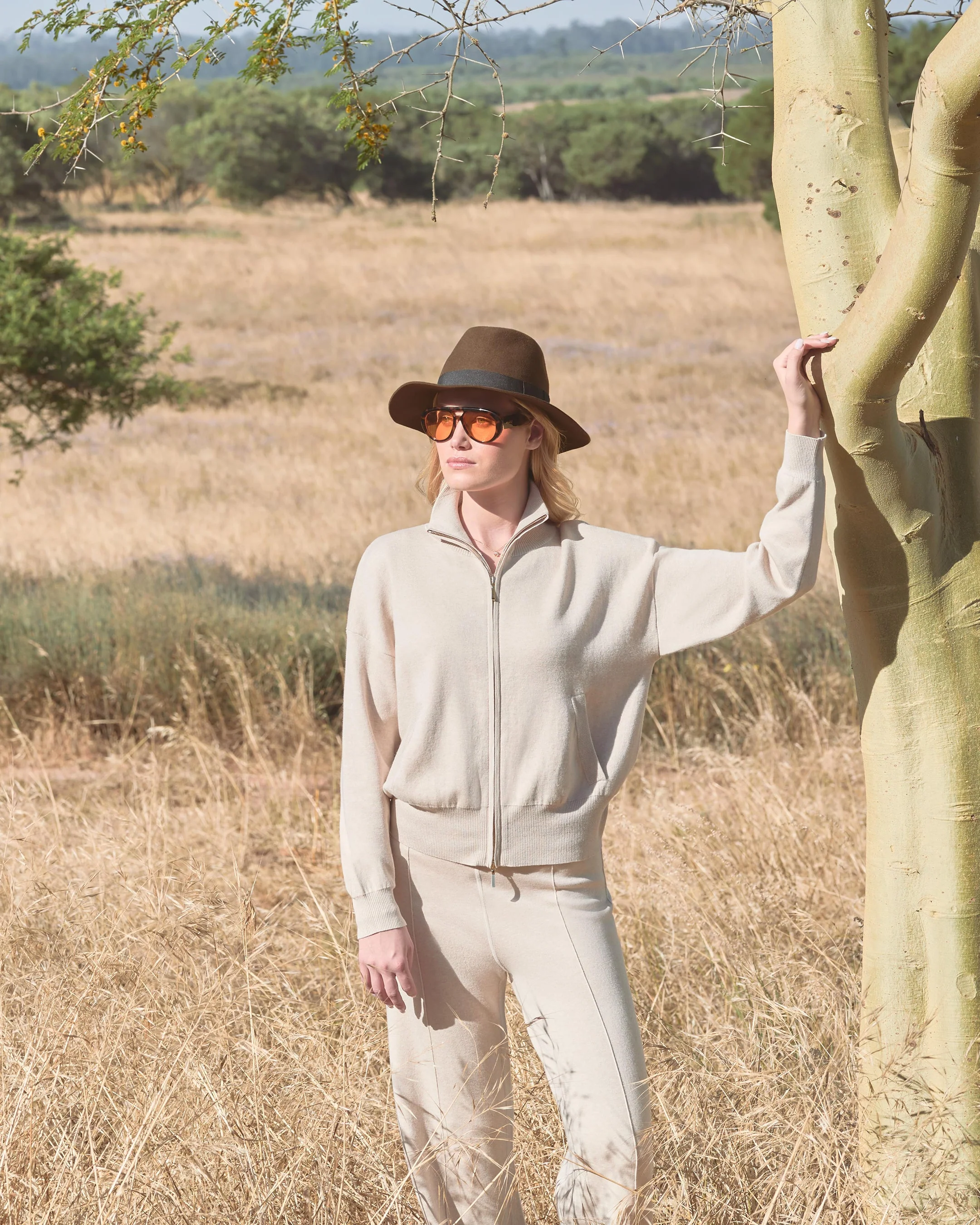 Women's Double Faced Cotton Blend Bomber Sandstone Brown - Image 6