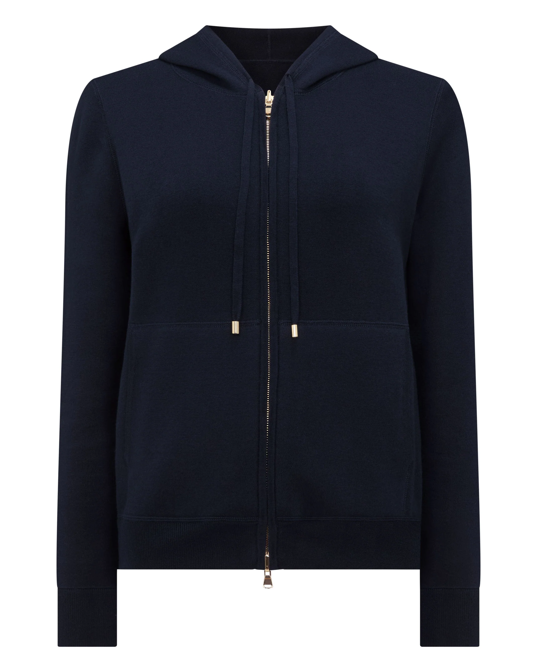 Women's Double Faced Cotton Blend Hoodie Navy Blue - Image 2