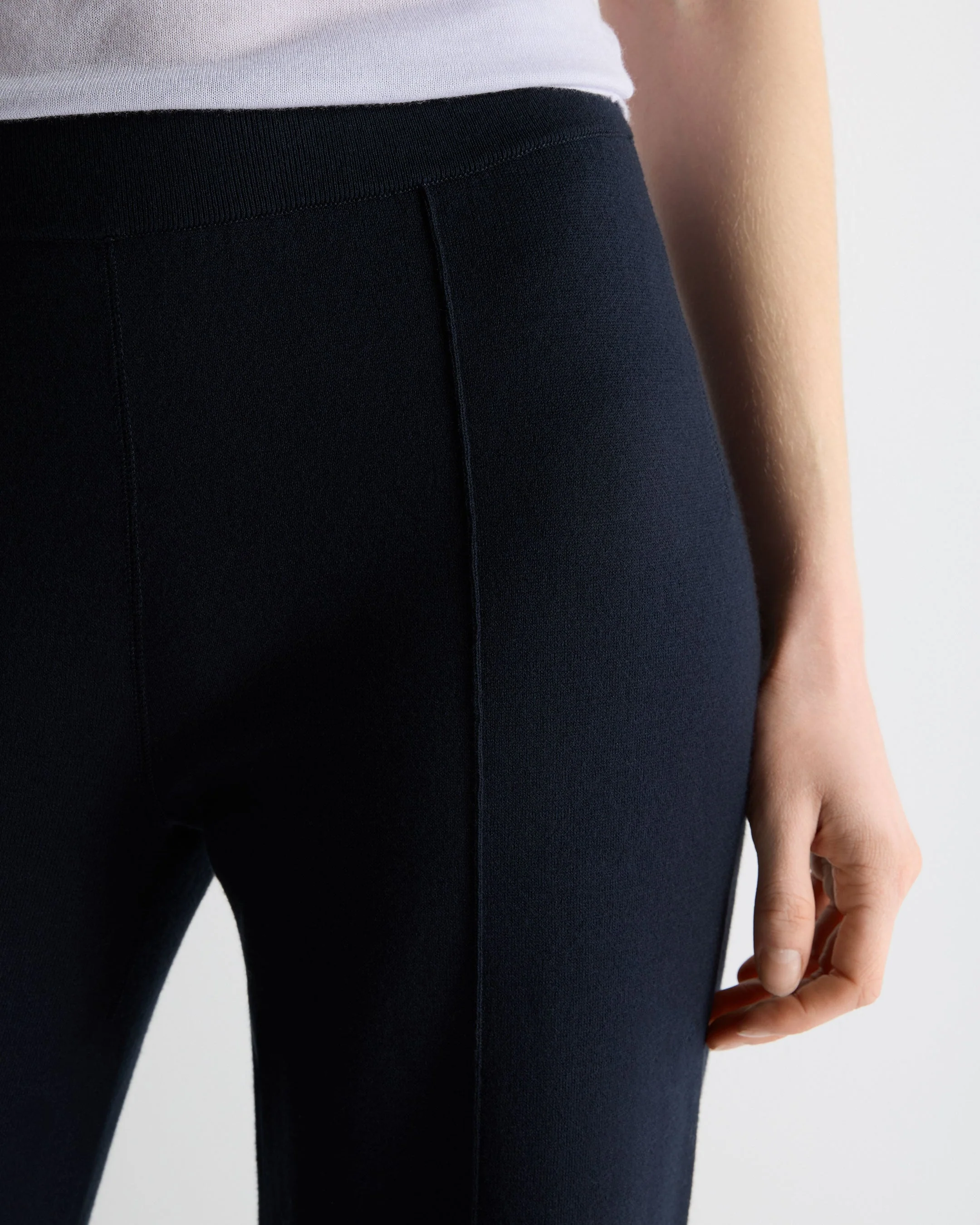 Women's Double Faced Cotton Blend Pants Navy Blue - Image 5