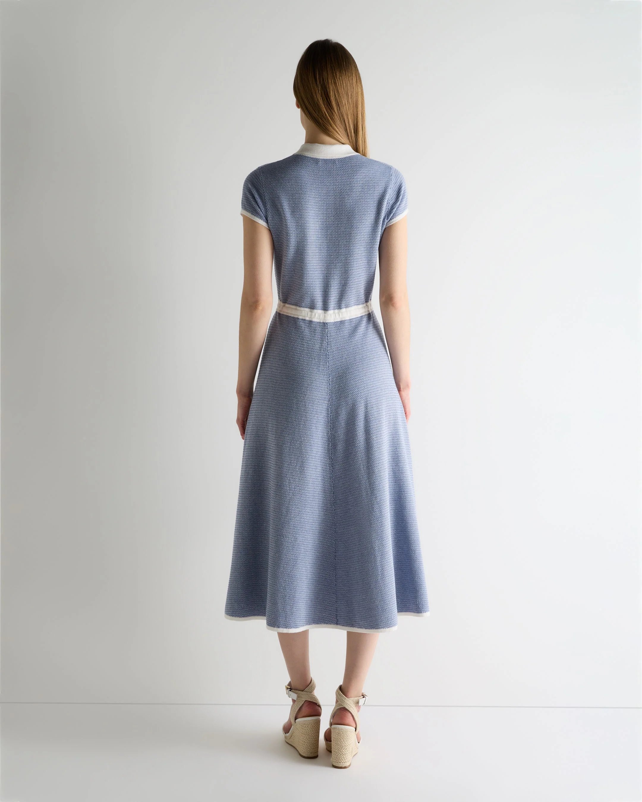 Women's Dulcie Jacquard Cotton Cashmere Dress Denim Blue - Image 4