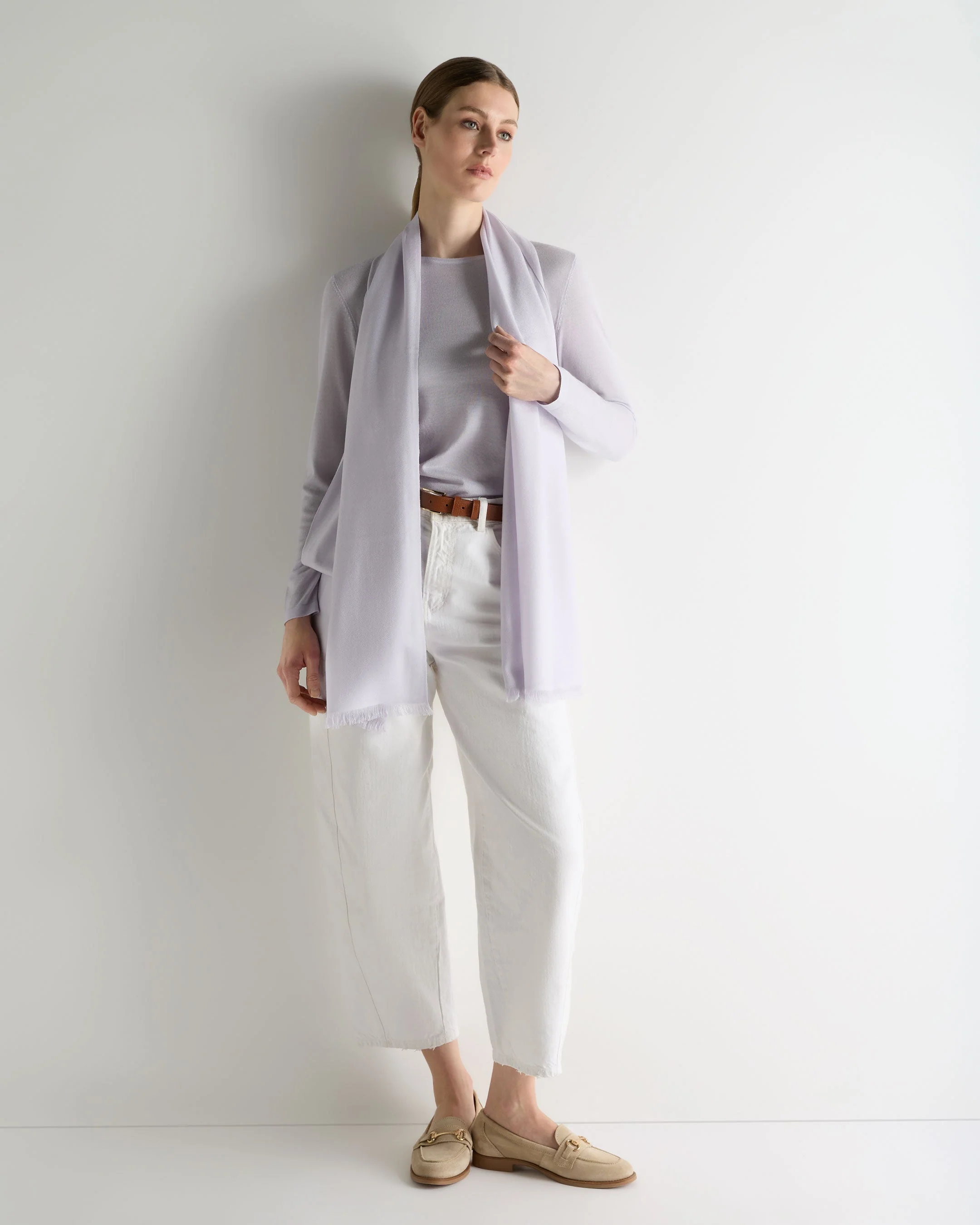 Women's Eden Superfine Cashmere Round Neck Top Lavender Purple - Image 3