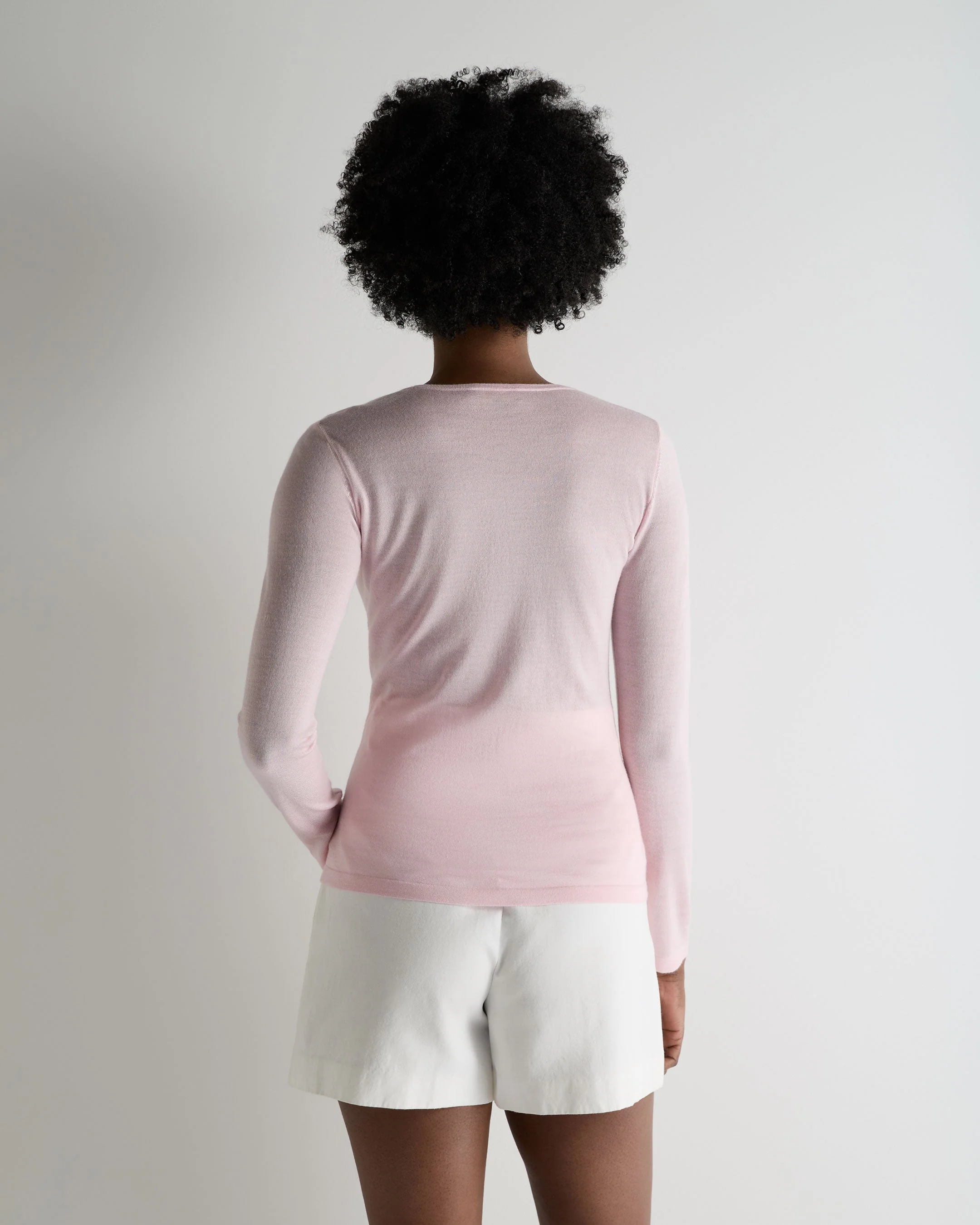 Women's Eden Superfine Cashmere Round Neck Top Rosewater Pink - Image 4