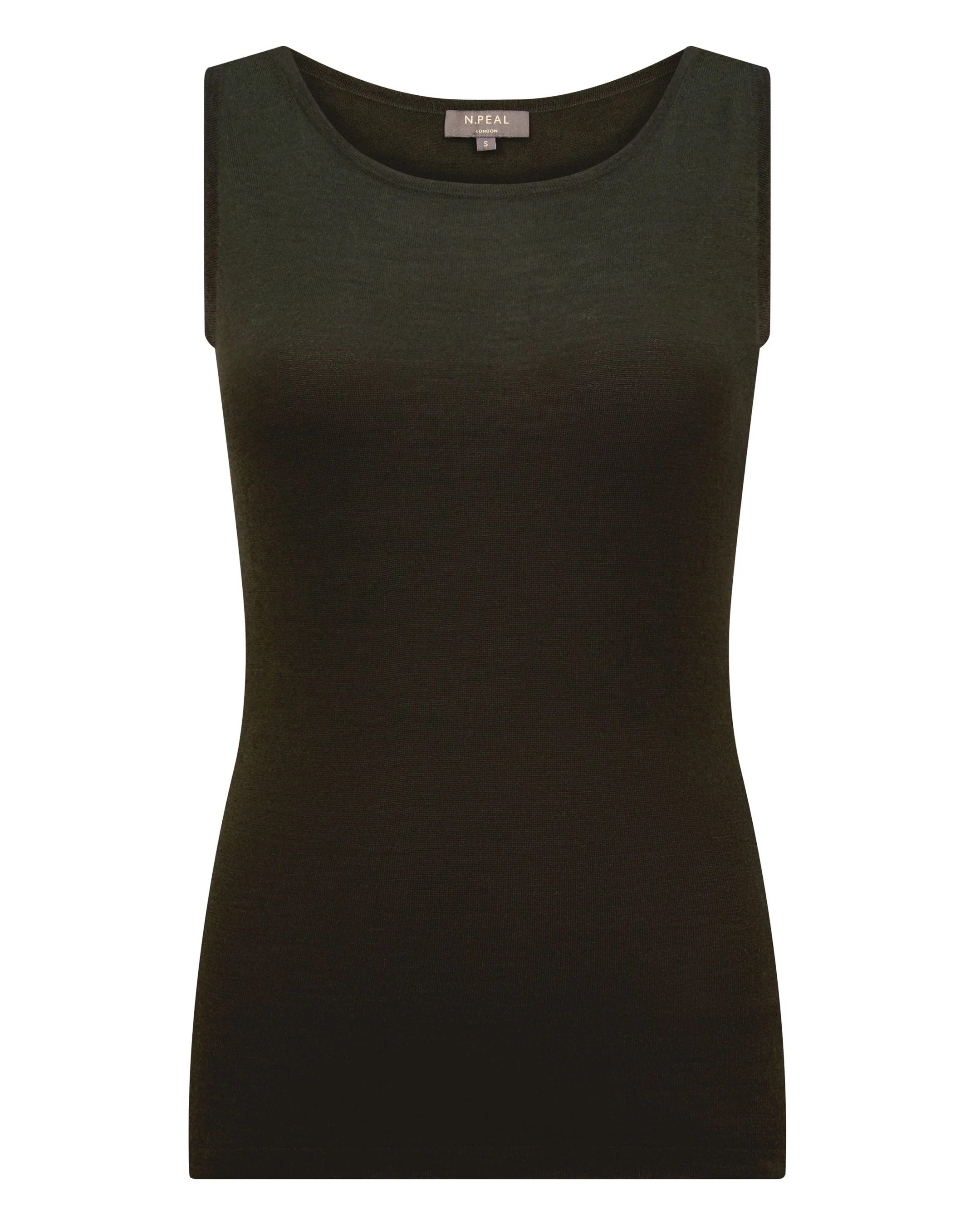 Women's Ella Superfine Cashmere Shell Top Arabica Khaki Green - Image 2