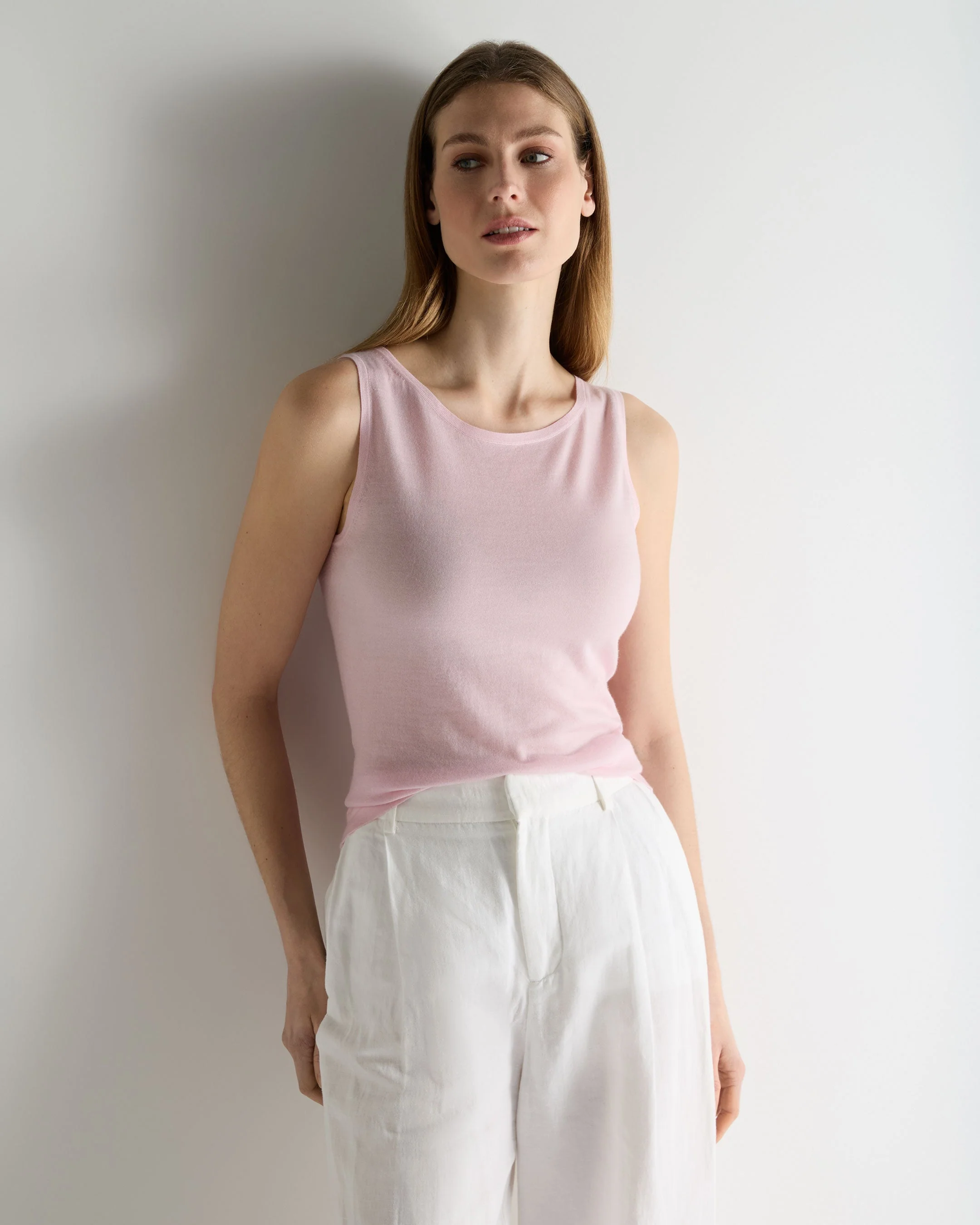 Women's Ella Superfine Cashmere Shell Top Rosewater Pink