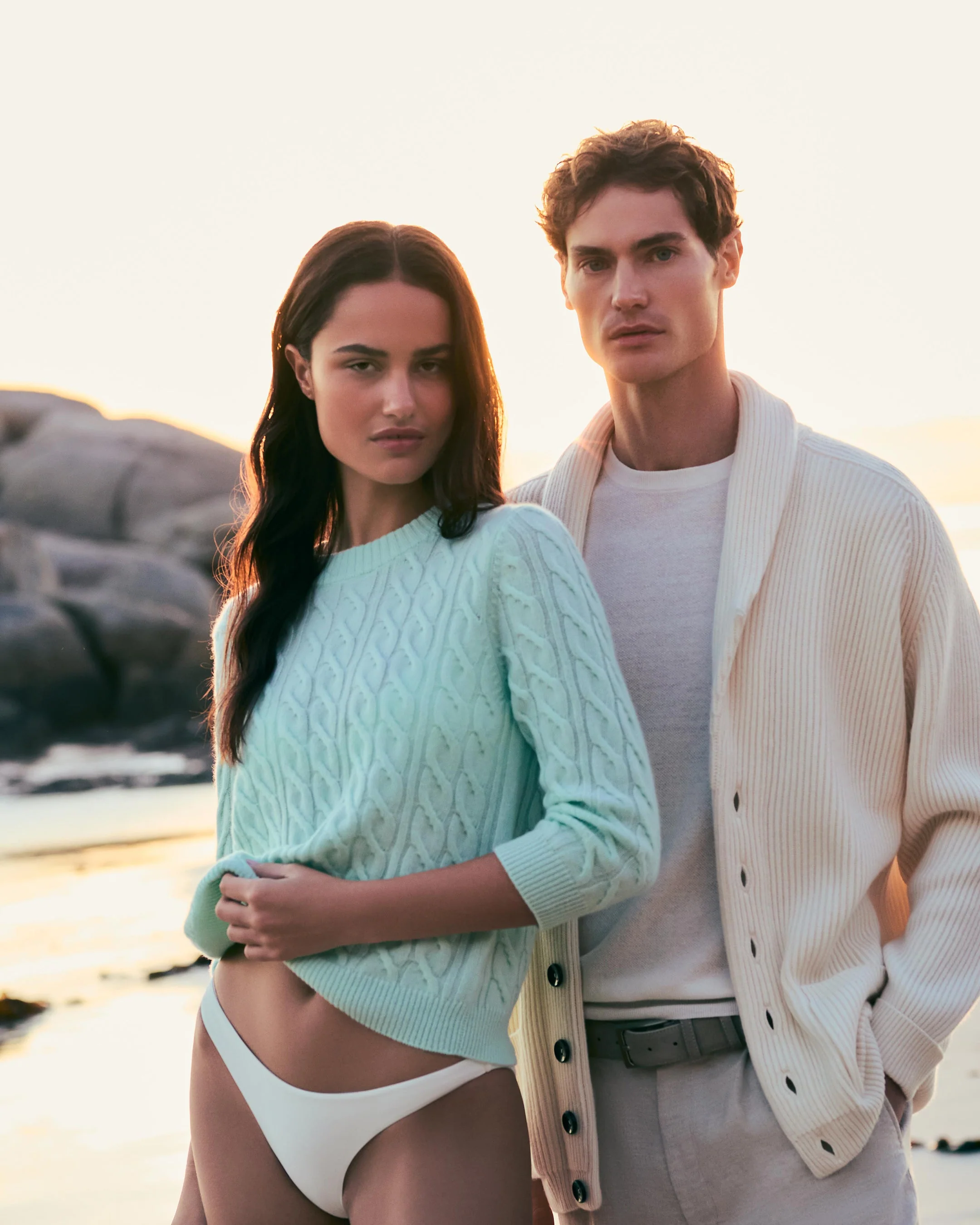Women's Emilia Cable Round Neck Cashmere Sweater Mint Green - Image 7