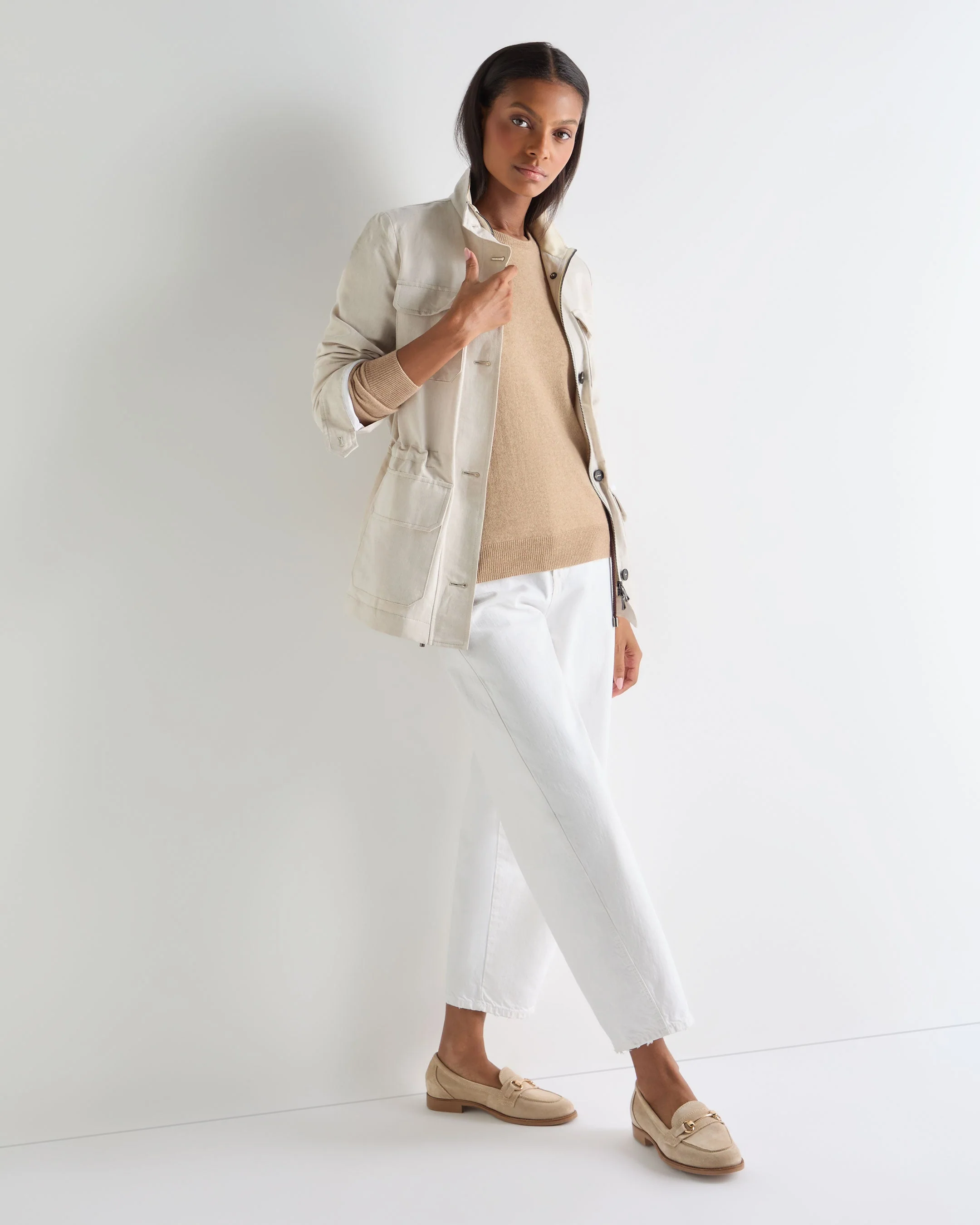 Women's Evie Classic Round Neck Cashmere Sweater Cappuccino Brown - Image 3