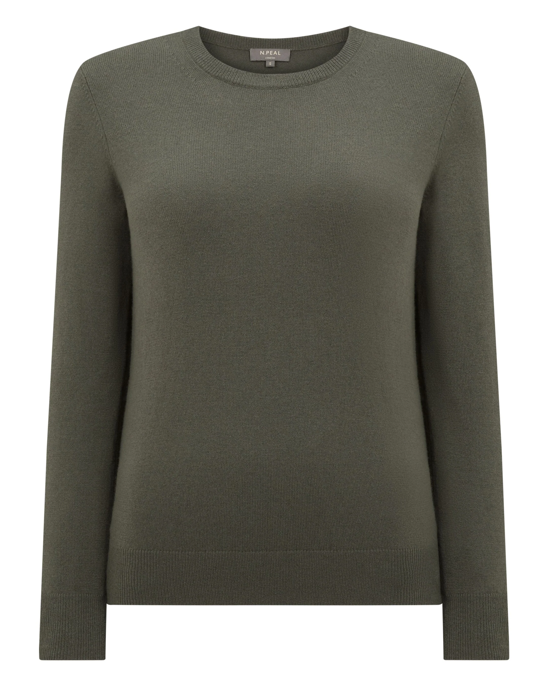 Women's Evie Classic Round Neck Cashmere Sweater Olive Green - Image 2