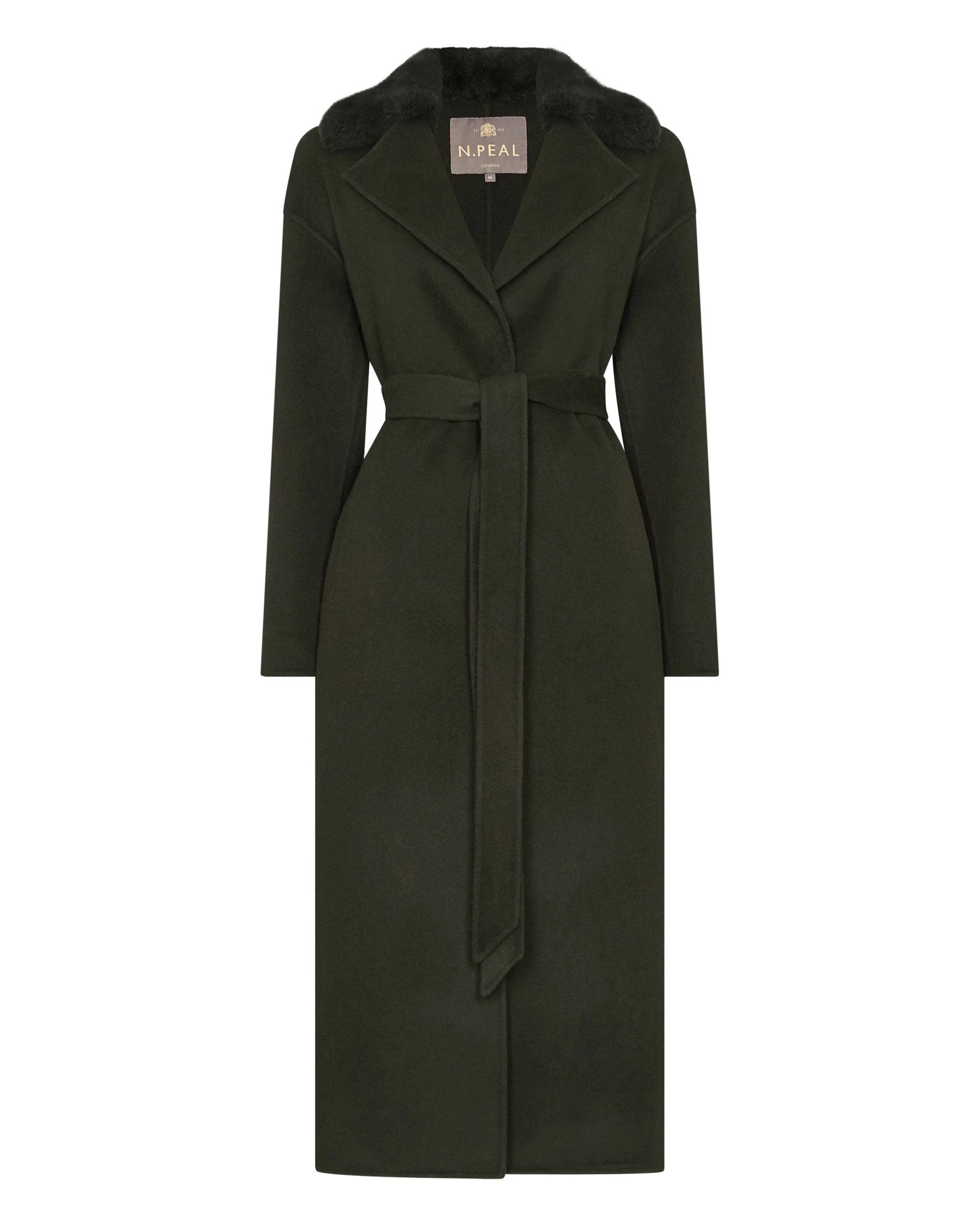 Women's Fur Collar Longline Coat Green - Image 2