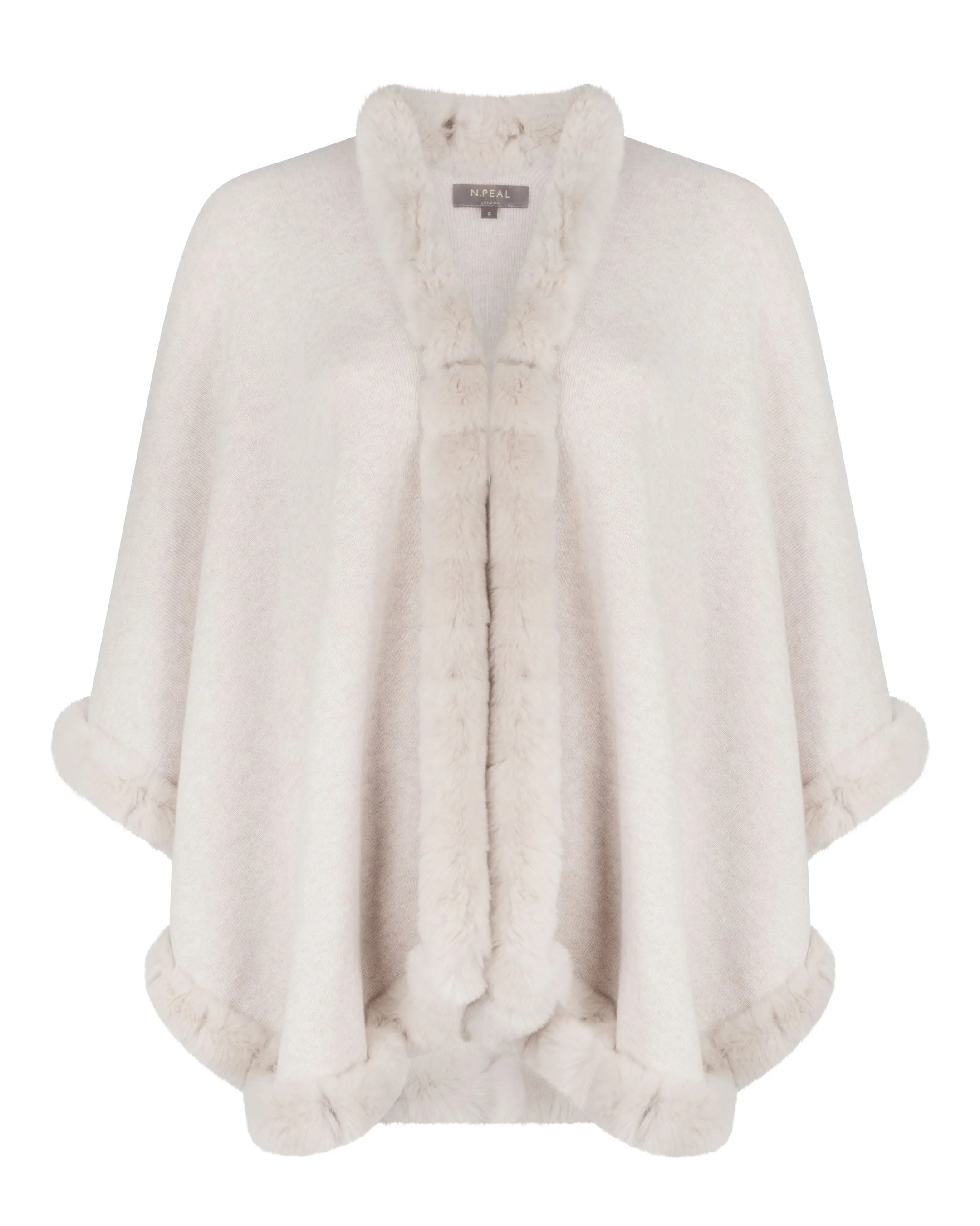 Women's Ayla Fur Trim Cashmere Cape Frost White - Image 2