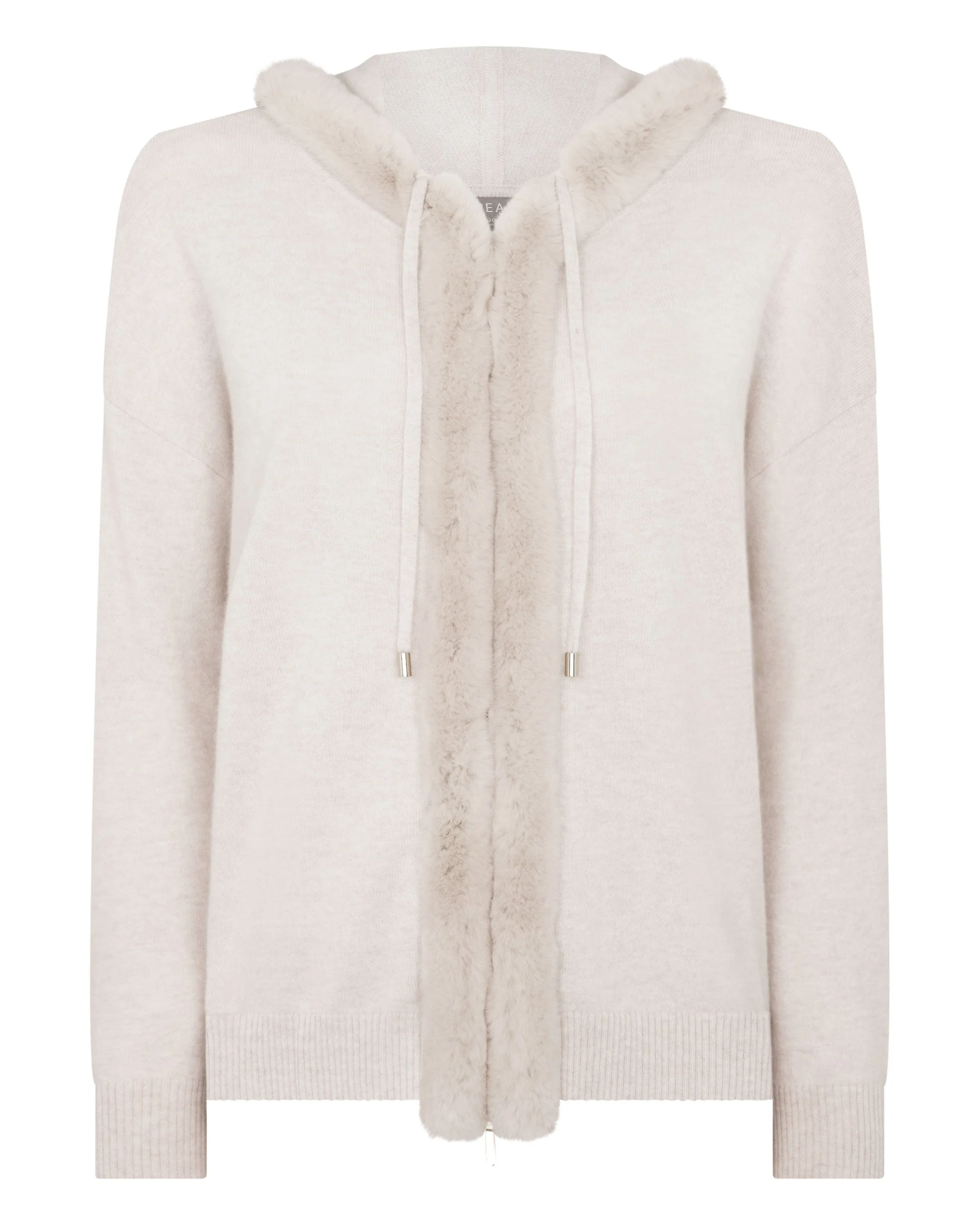 Women's Alicia Fur Trim Cashmere Hoodie Frost White - Image 2
