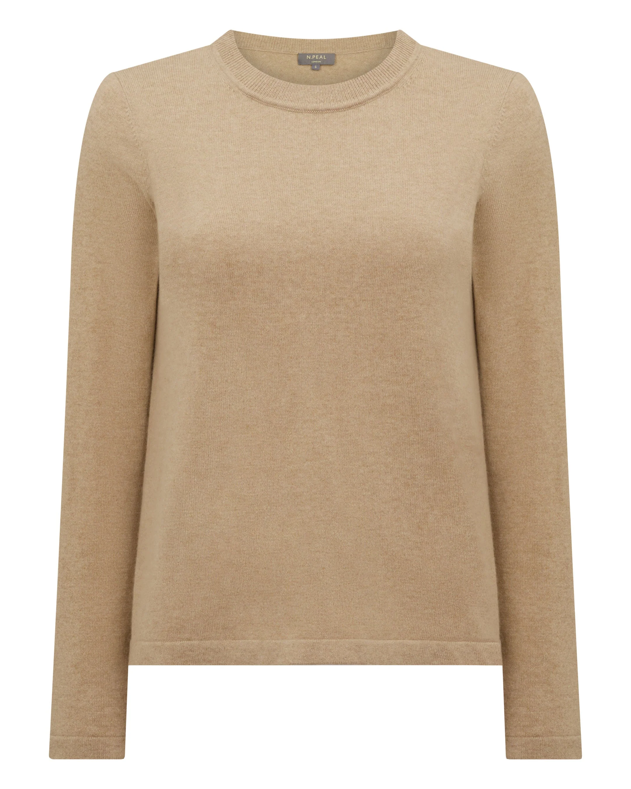 Women's Hallie Round Neck Cashmere Sweater Cappuccino Brown - Image 2