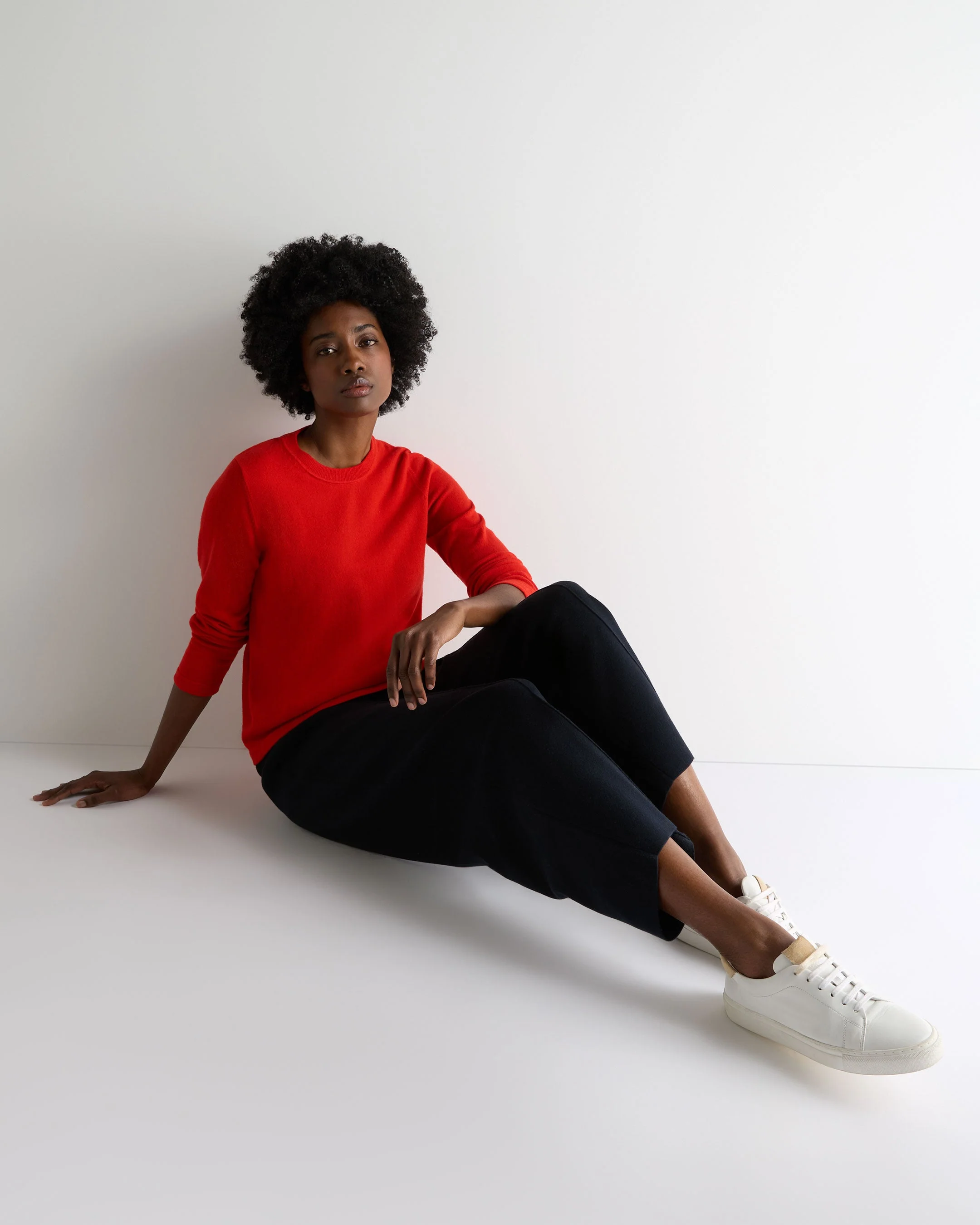 Women's Hallie Round Neck Cashmere Sweater Tomato Red - Image 3