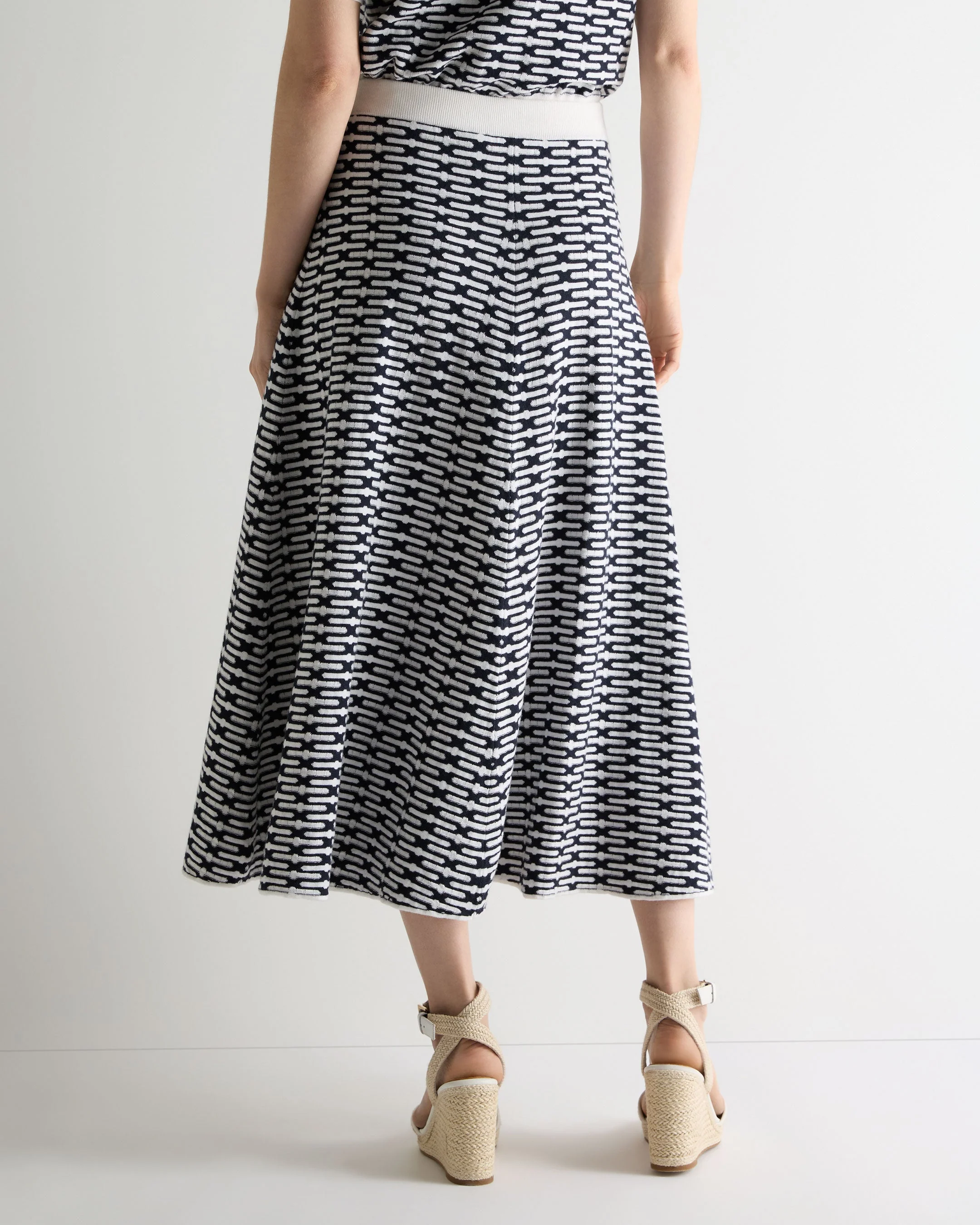 Women's Harlow Jacquard Cotton Cashmere Skirt Navy Blue - Image 4