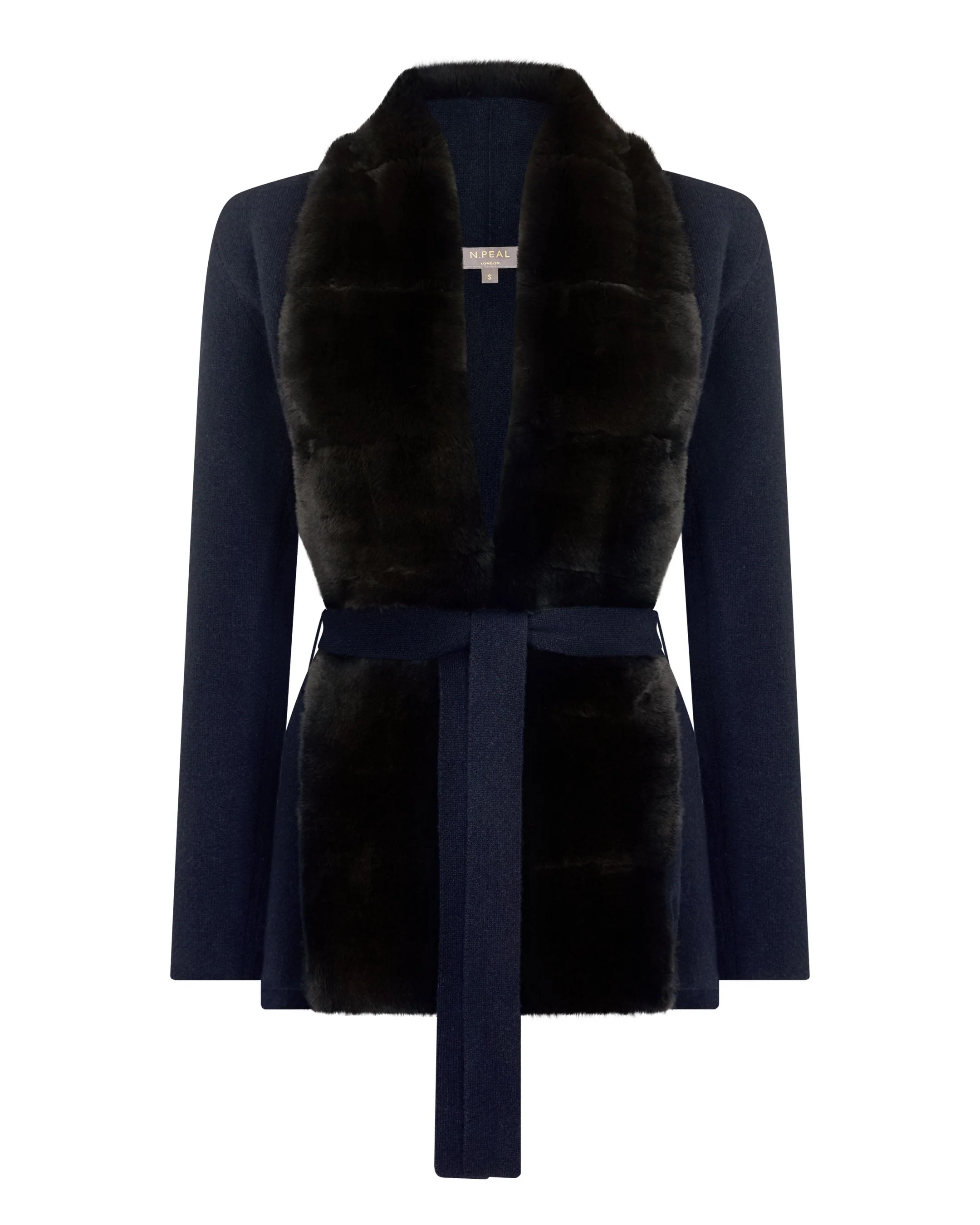 Women's Ruby Herringbone Fur Cardigan Navy Blue - Image 2