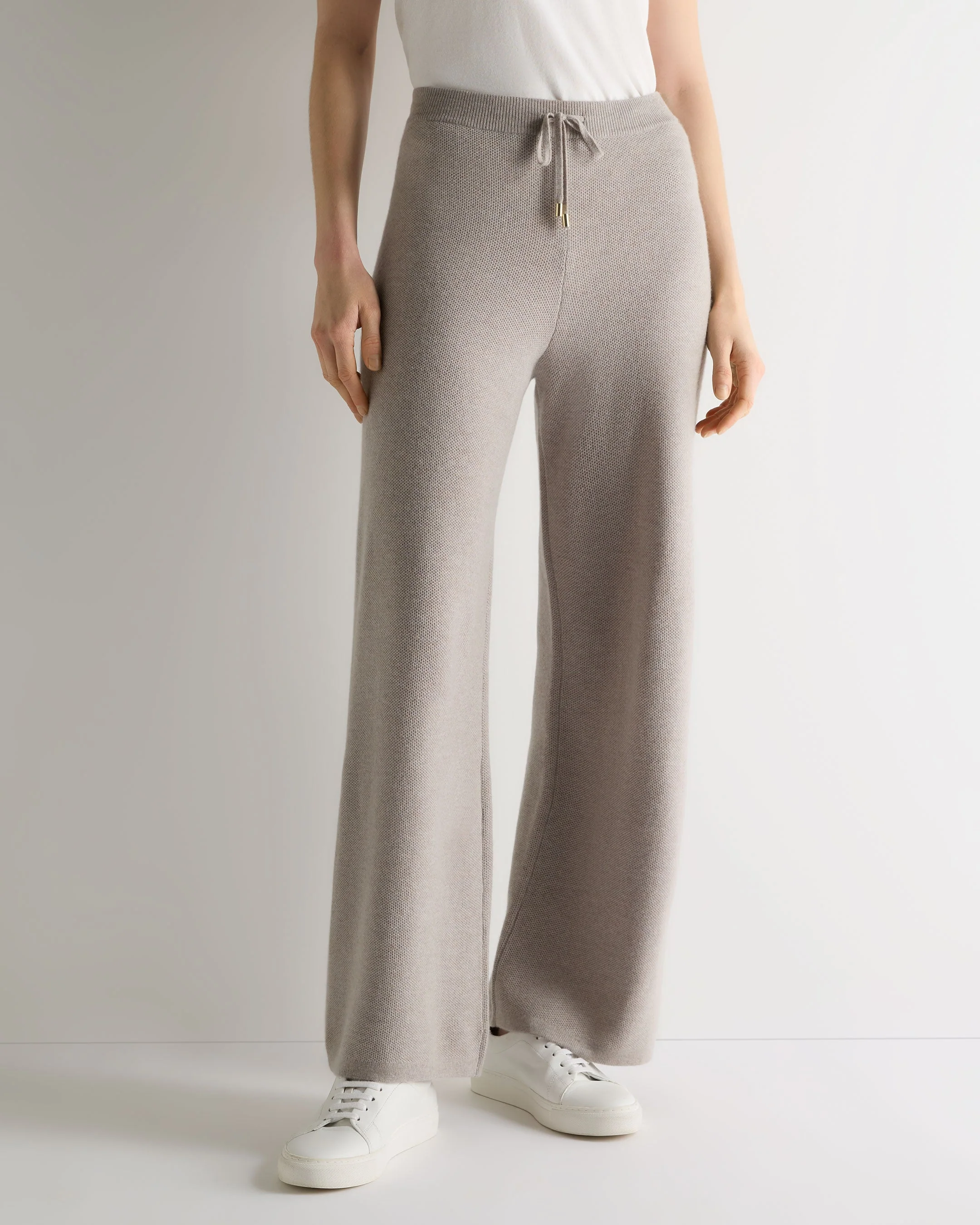 Women's Honeycomb Knit Cashmere Pant Oat Grey