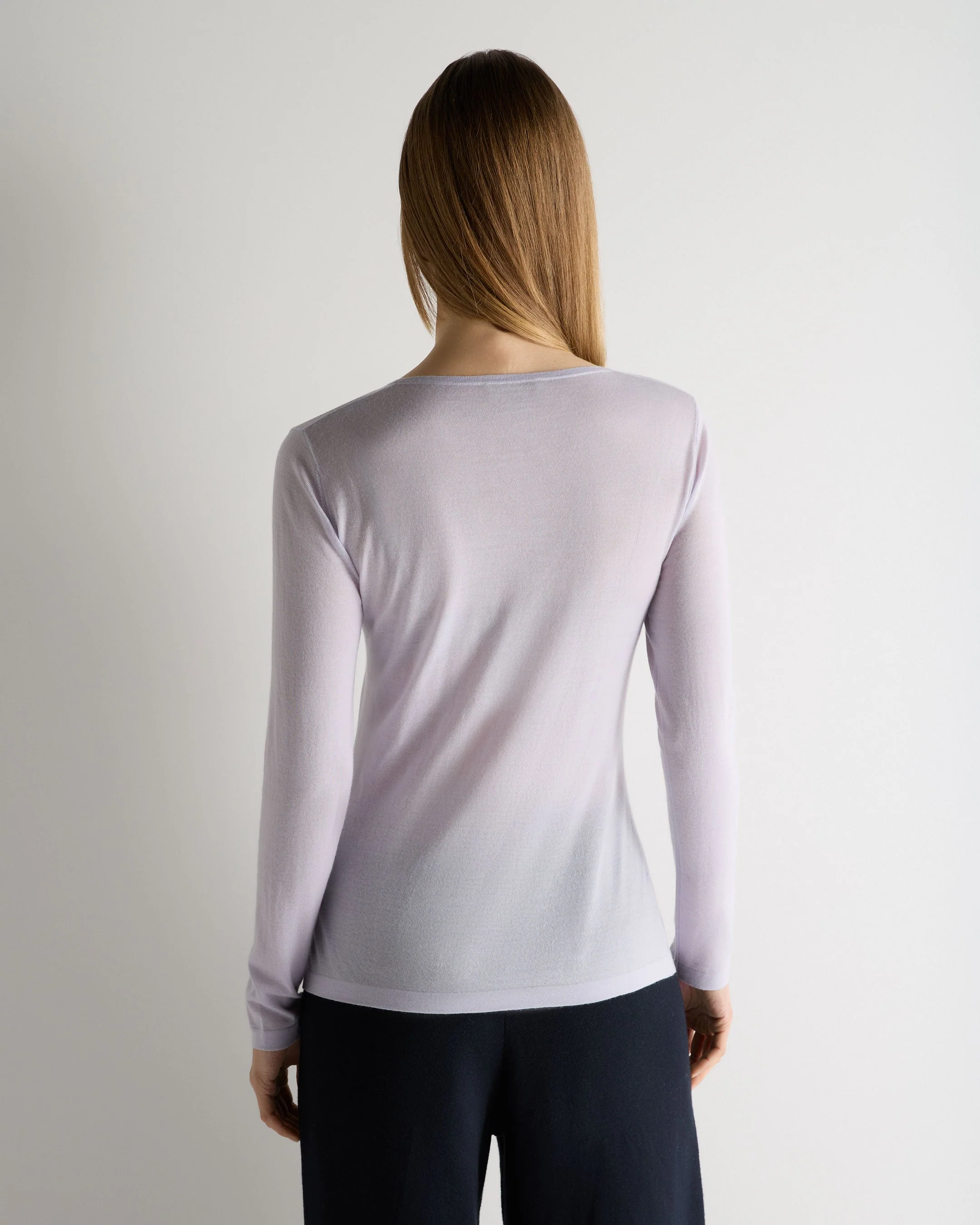 Women's Imogen Superfine Cashmere V Neck Sweater Lavender Purple - Image 4