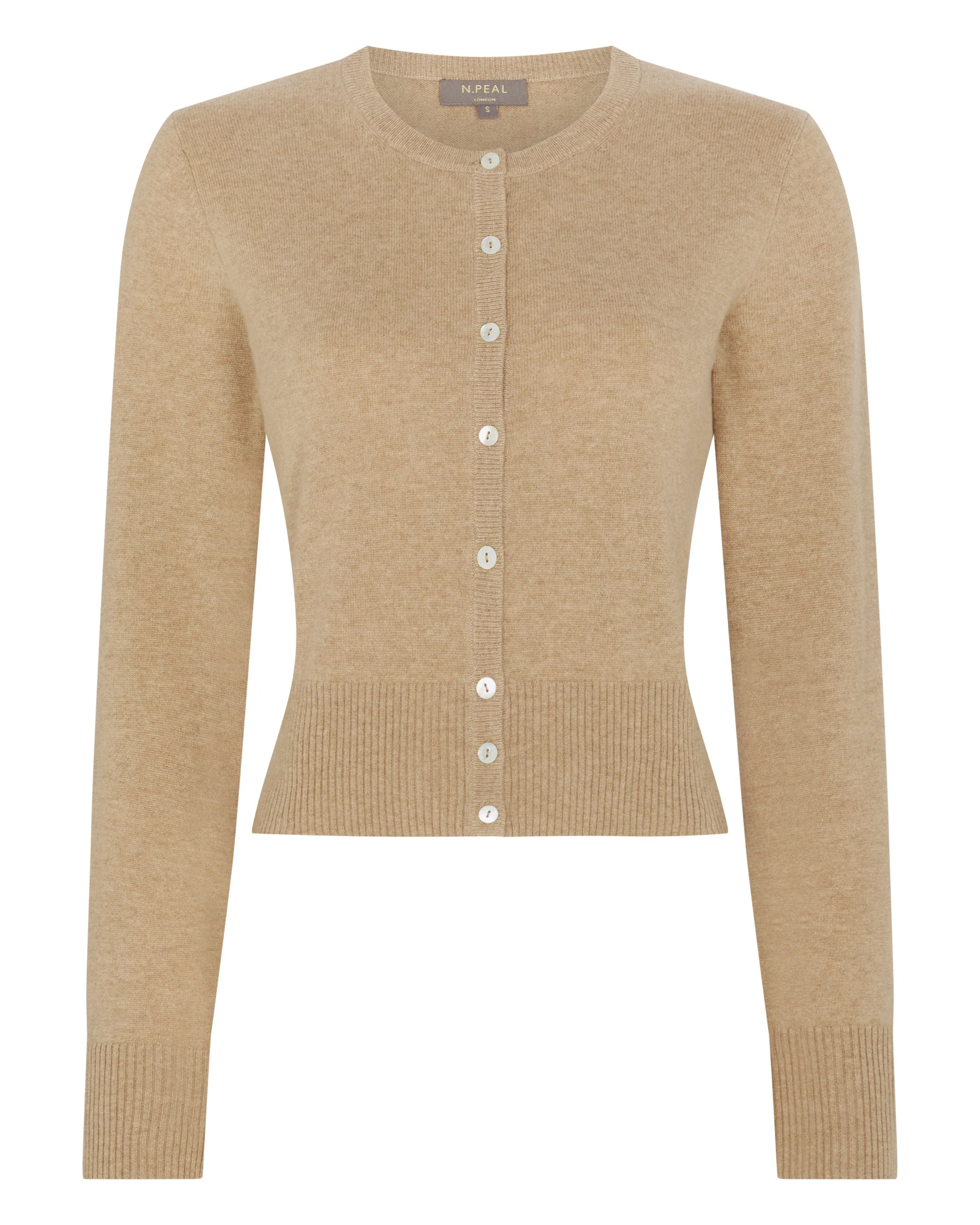 Women's Ivy Cropped Cashmere Cardigan Cappuccino Brown - Image 2