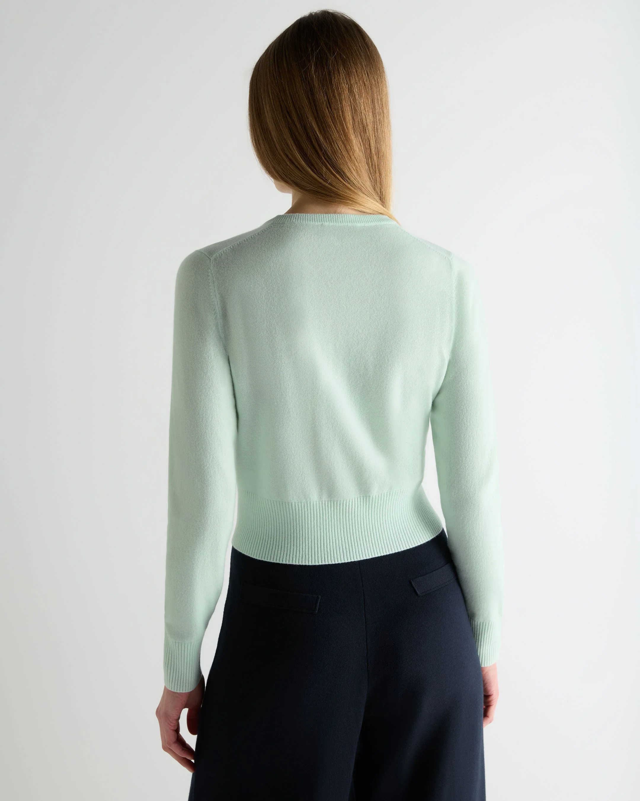 Women's Ivy Cropped Cashmere Cardigan Mint Green - Image 4