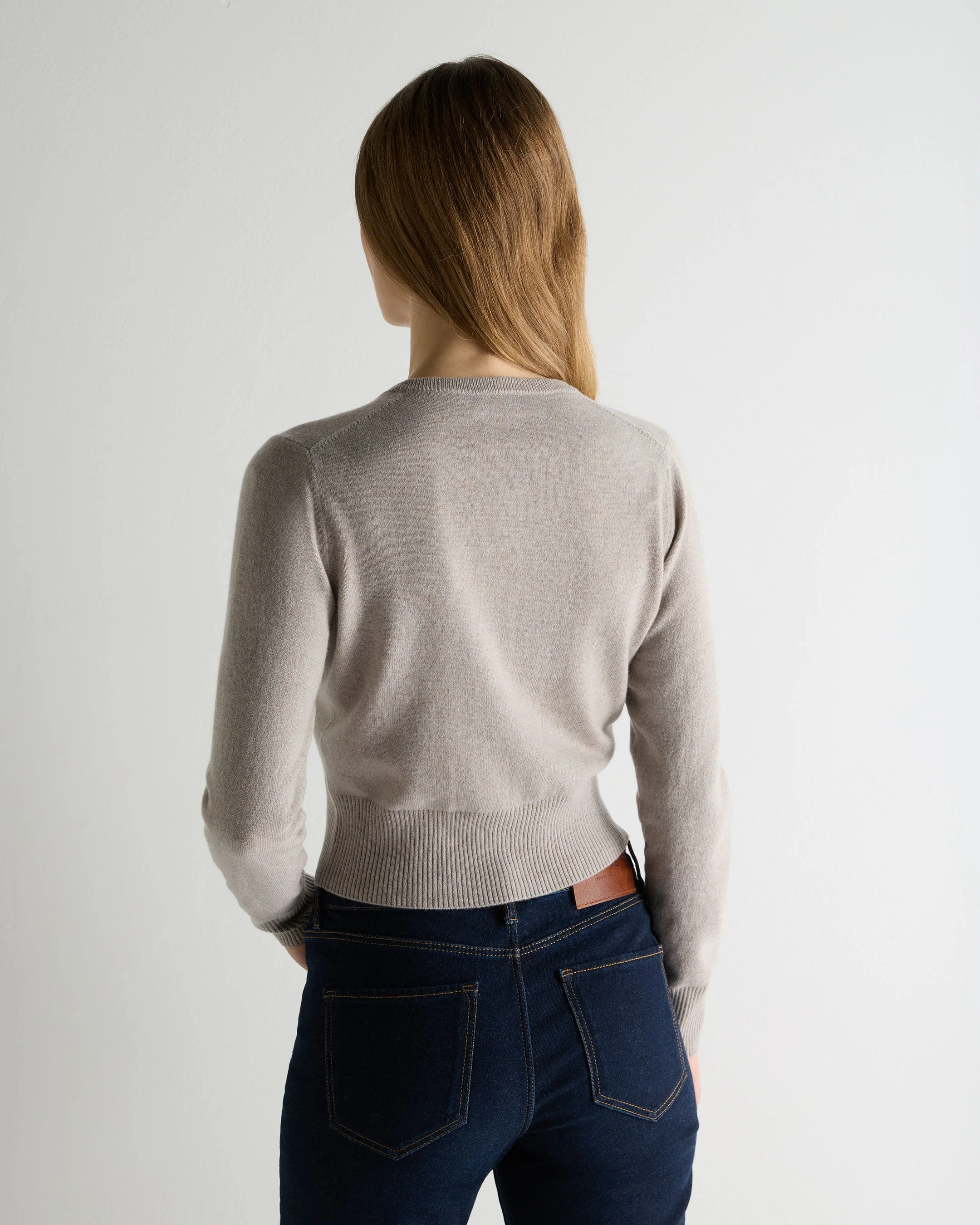 Women's Ivy Cropped Cashmere Cardigan Oat Grey - Image 4