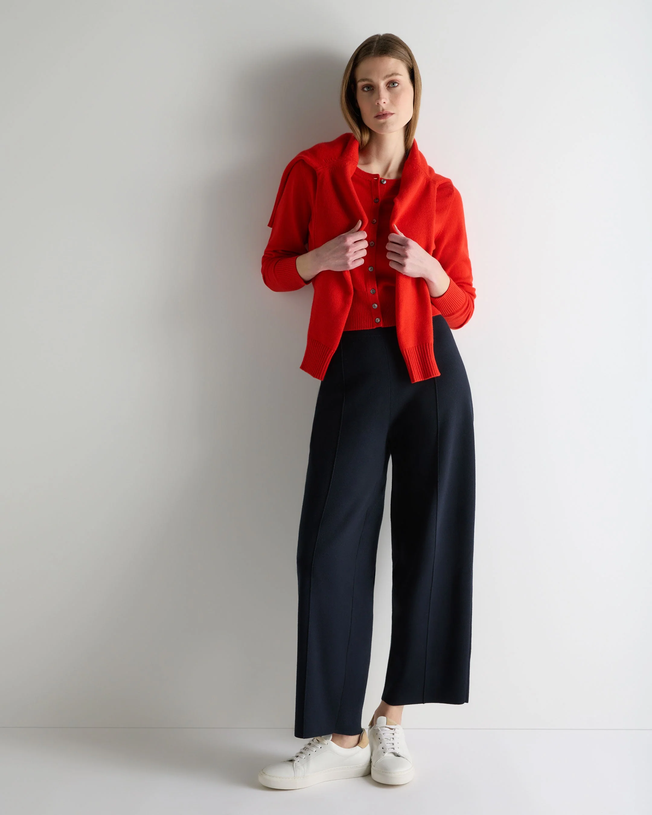 Women's Ivy Cropped Cashmere Cardigan Tomato Red - Image 3