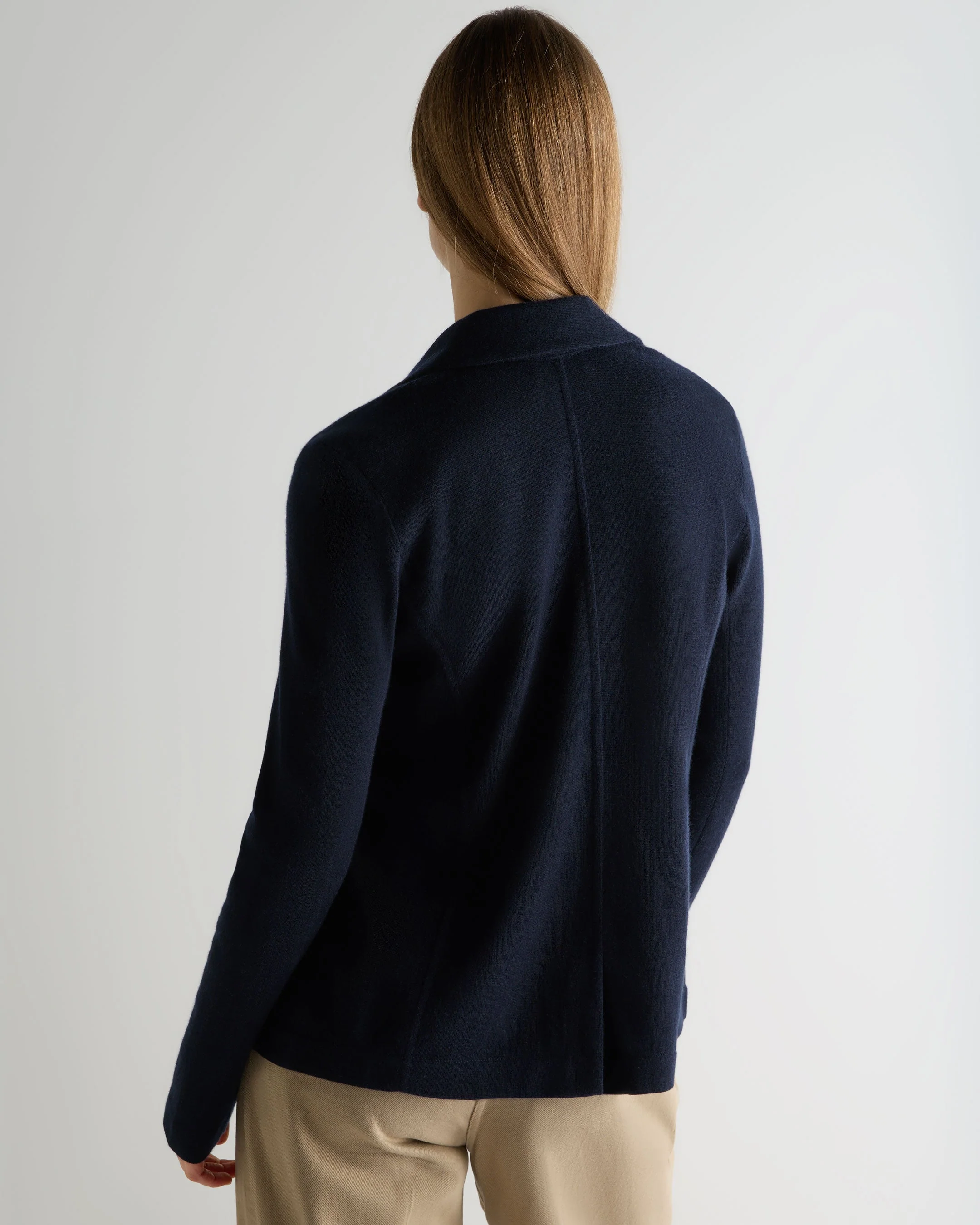 Women's Jayde Silk Blend Blazer Navy Blue - Image 4