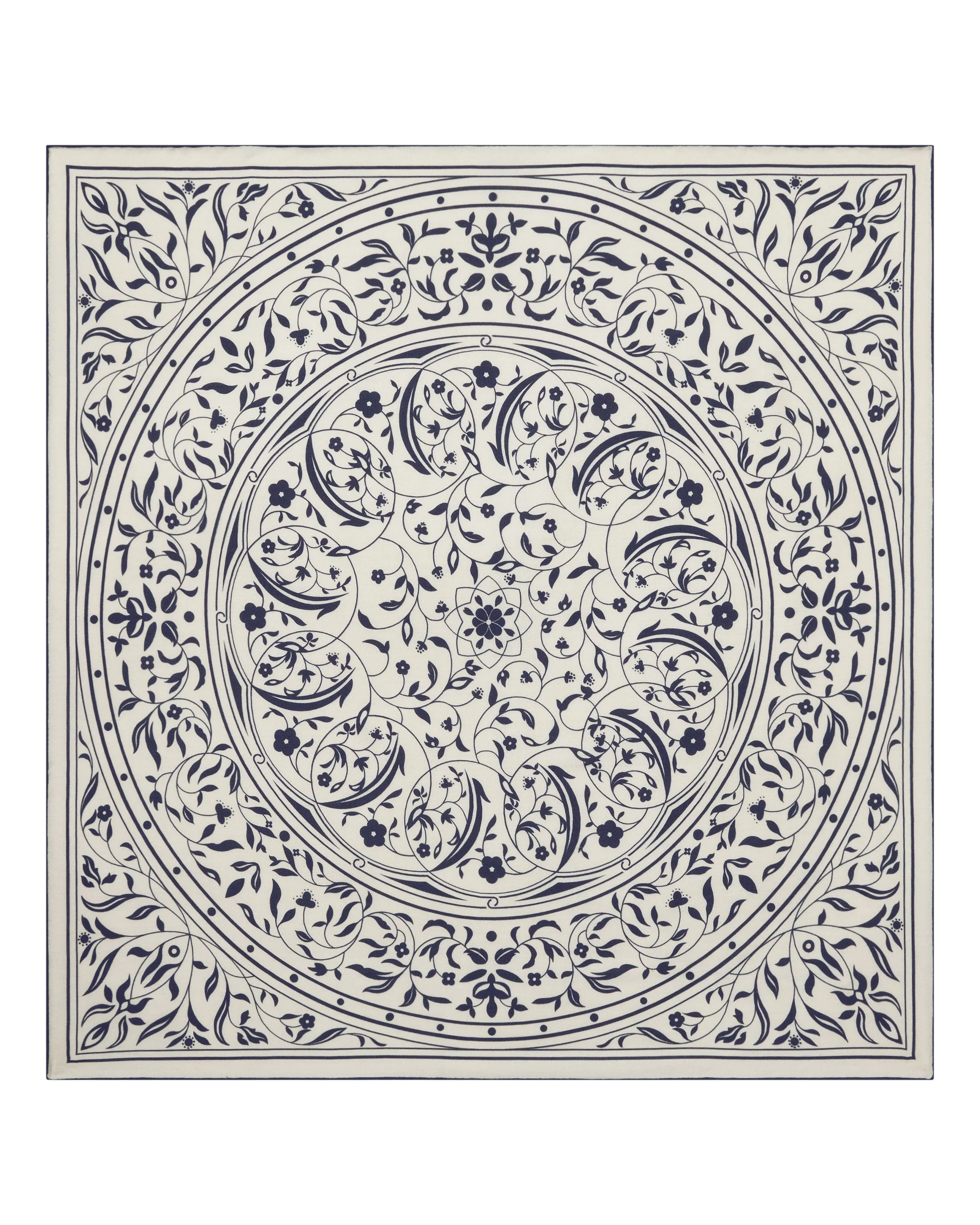 Women's Large Decorative Foulard New Ivory White